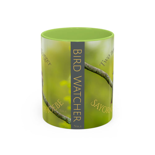 Bird Lover Accent Coffee Mug — Eastern Phoebe Bird Photo, Bird Lover Gift (11oz) Collectable Mug No.1
