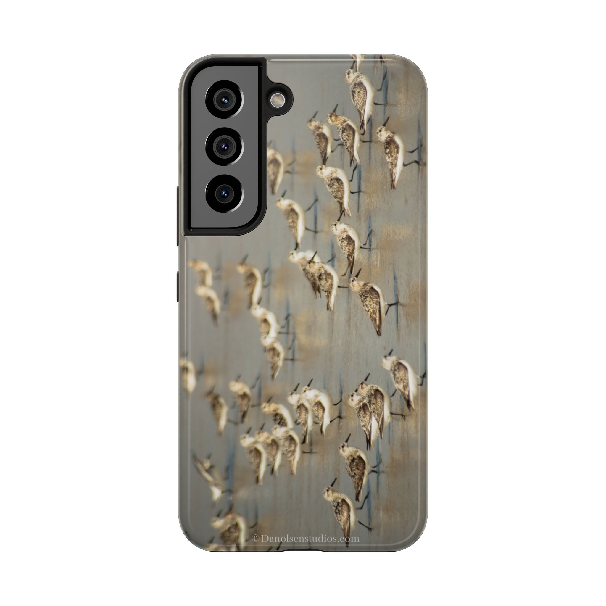 Shorebird Flock Tough Phone Case — Rustic Coastal Bird Photography Protective Cover Sanpipers