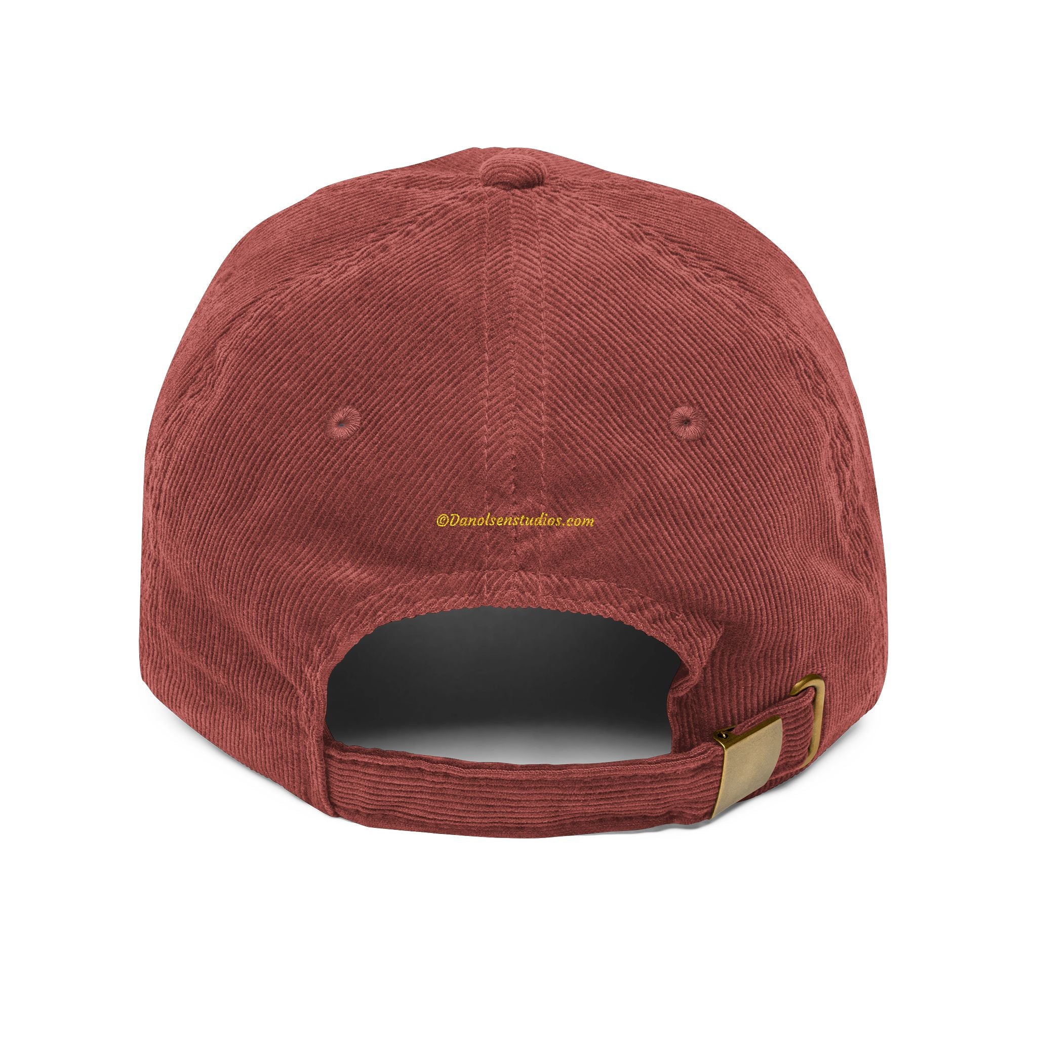 Corduroy Embroidered Cap — Retro Golden Patch Design