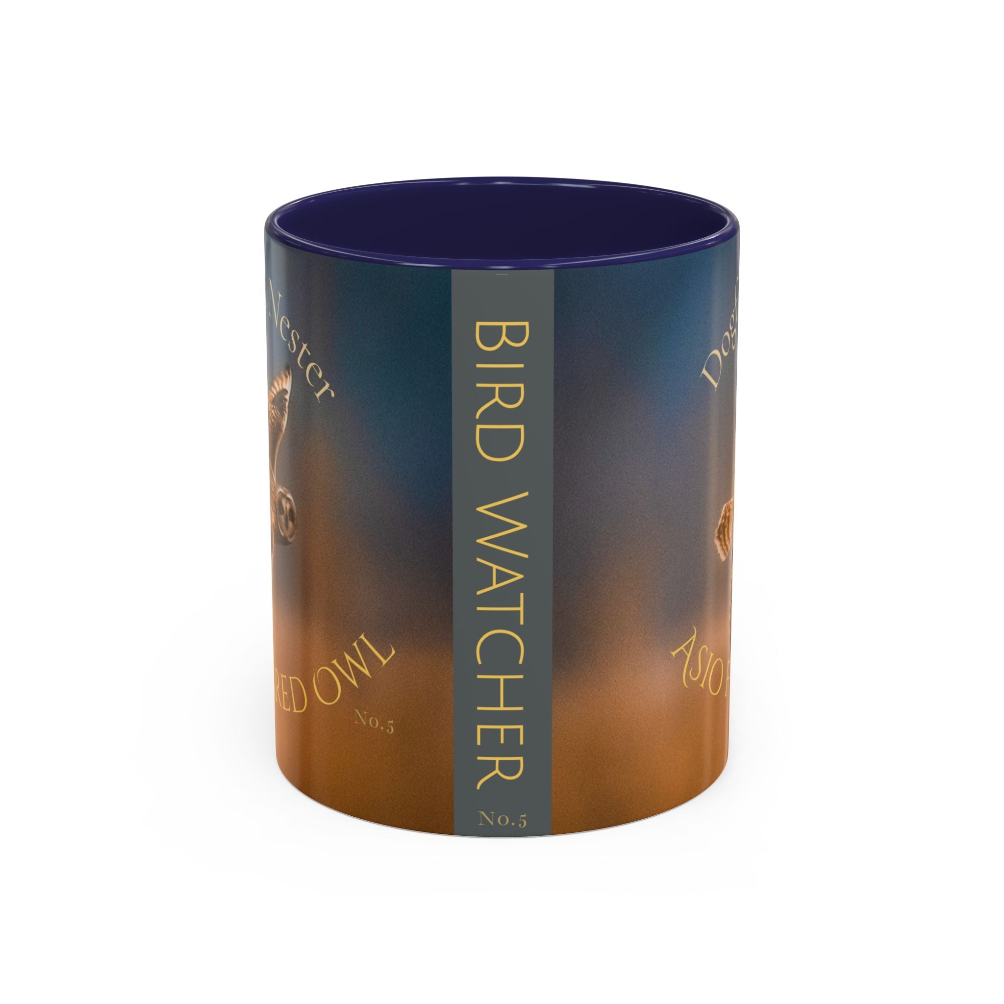 Mug with 'Bird Watcher' text and gradient design on a white background