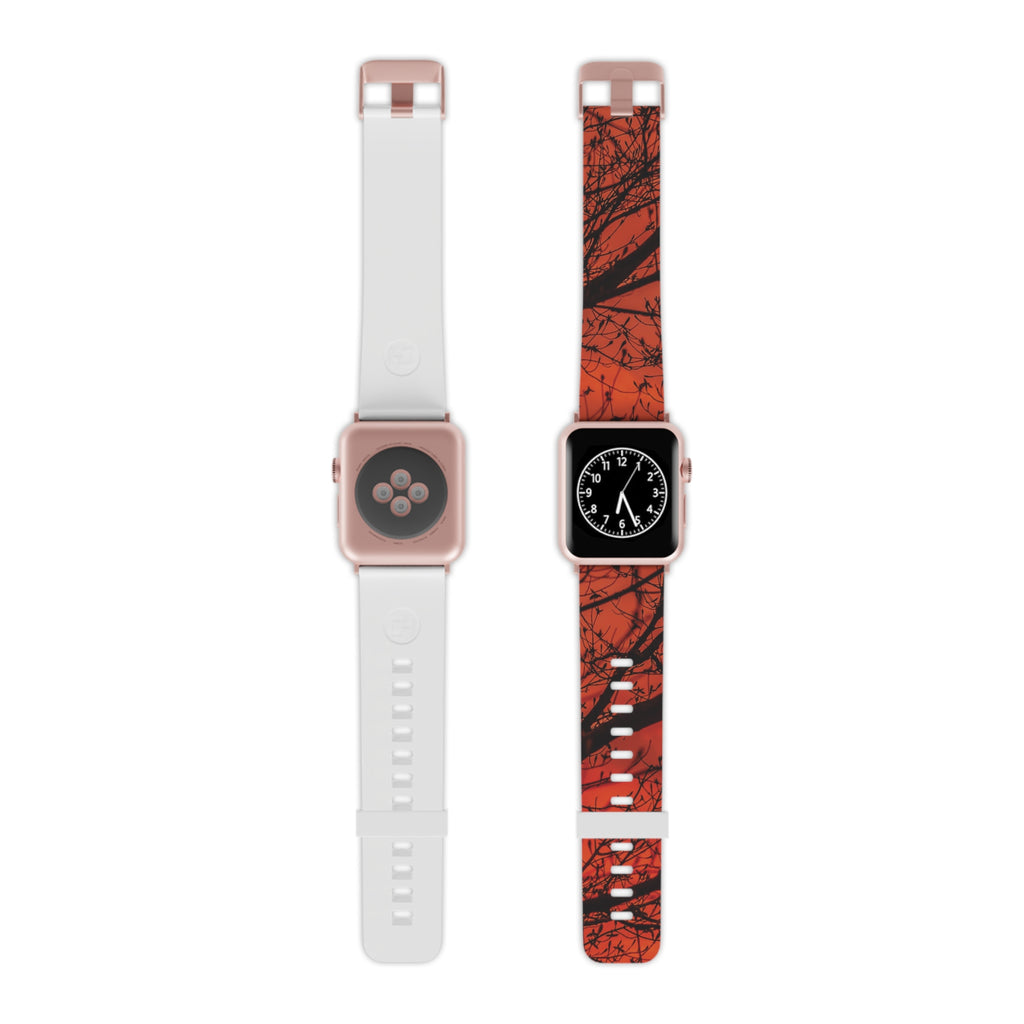 Autumn Silhouette Apple Watch Band — Red Fall Tree Pattern