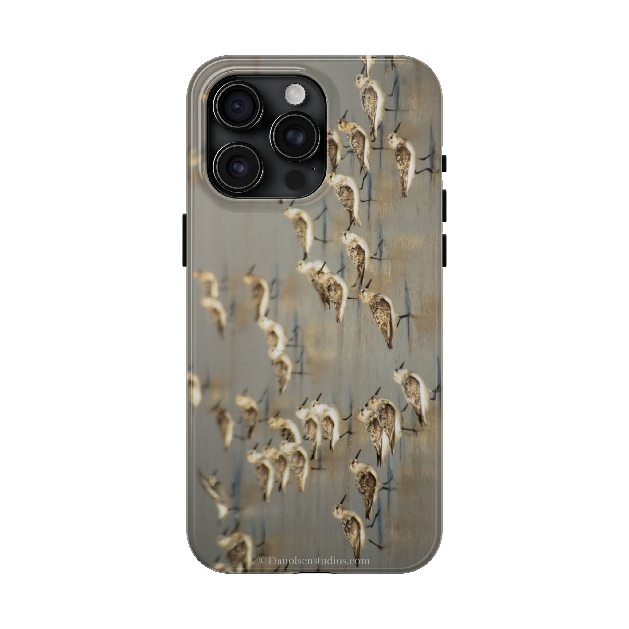 Shorebird Flock Tough Phone Case — Rustic Coastal Bird Photography Protective Cover Sanpipers