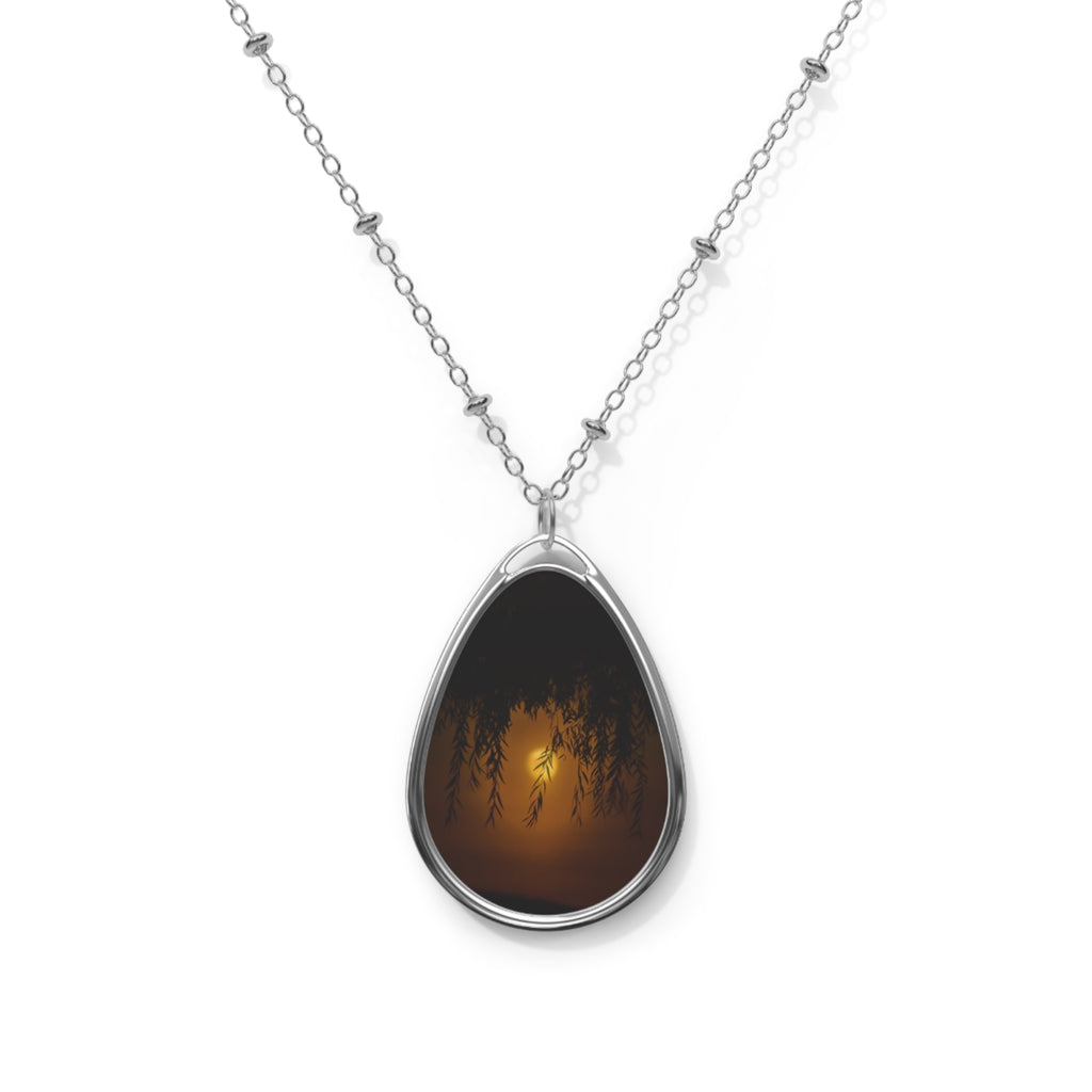Willow Moon Oval Necklace — Twilight Moonlit Pendant