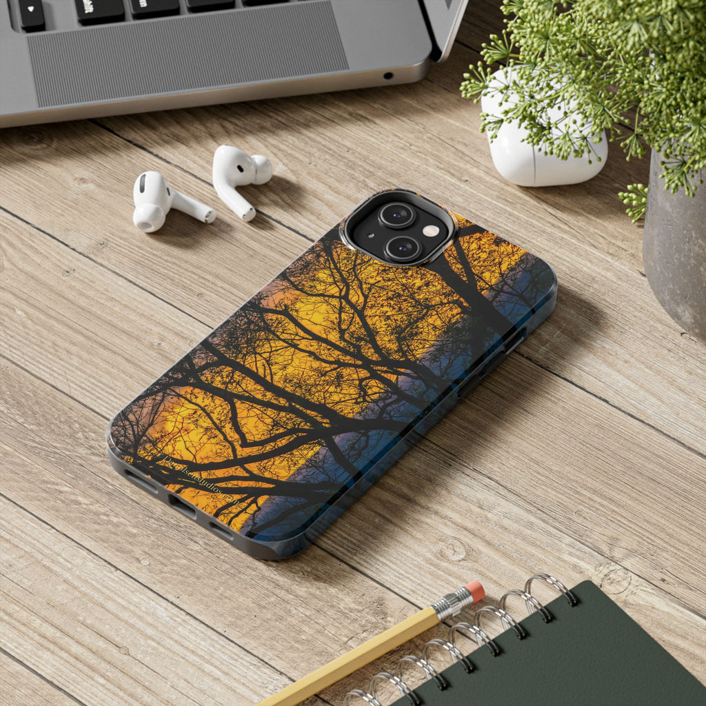 Tough Phone Case — Sunset Silhouette Tree Design