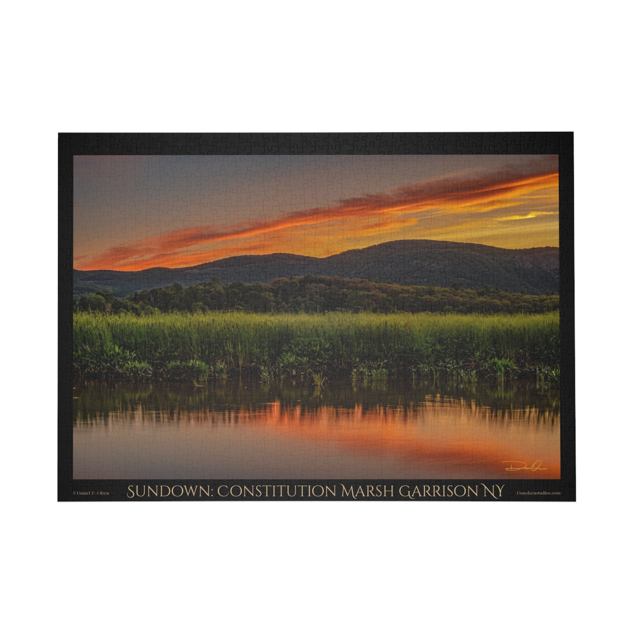 Sunset Mountain River Puzzle — Scenic Nature Jigsaw (1000pc) Sundown Hudson Valley