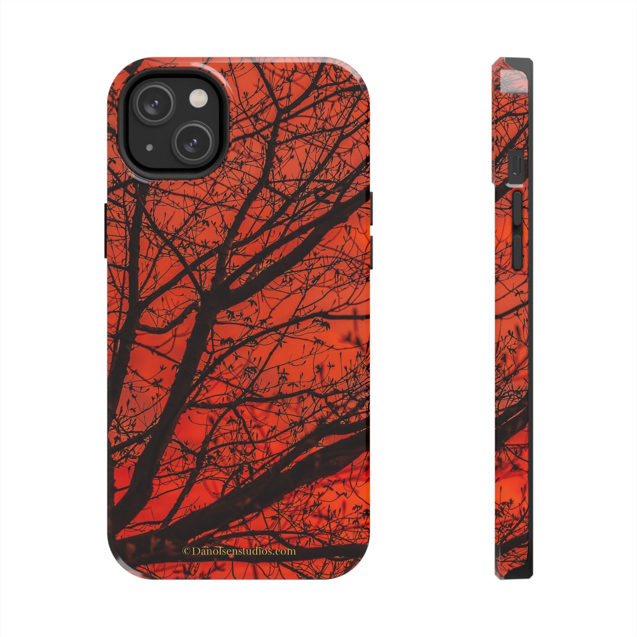 Tree Silhouette Tough Phone Case — Red Sunset Protective Phone Cover
