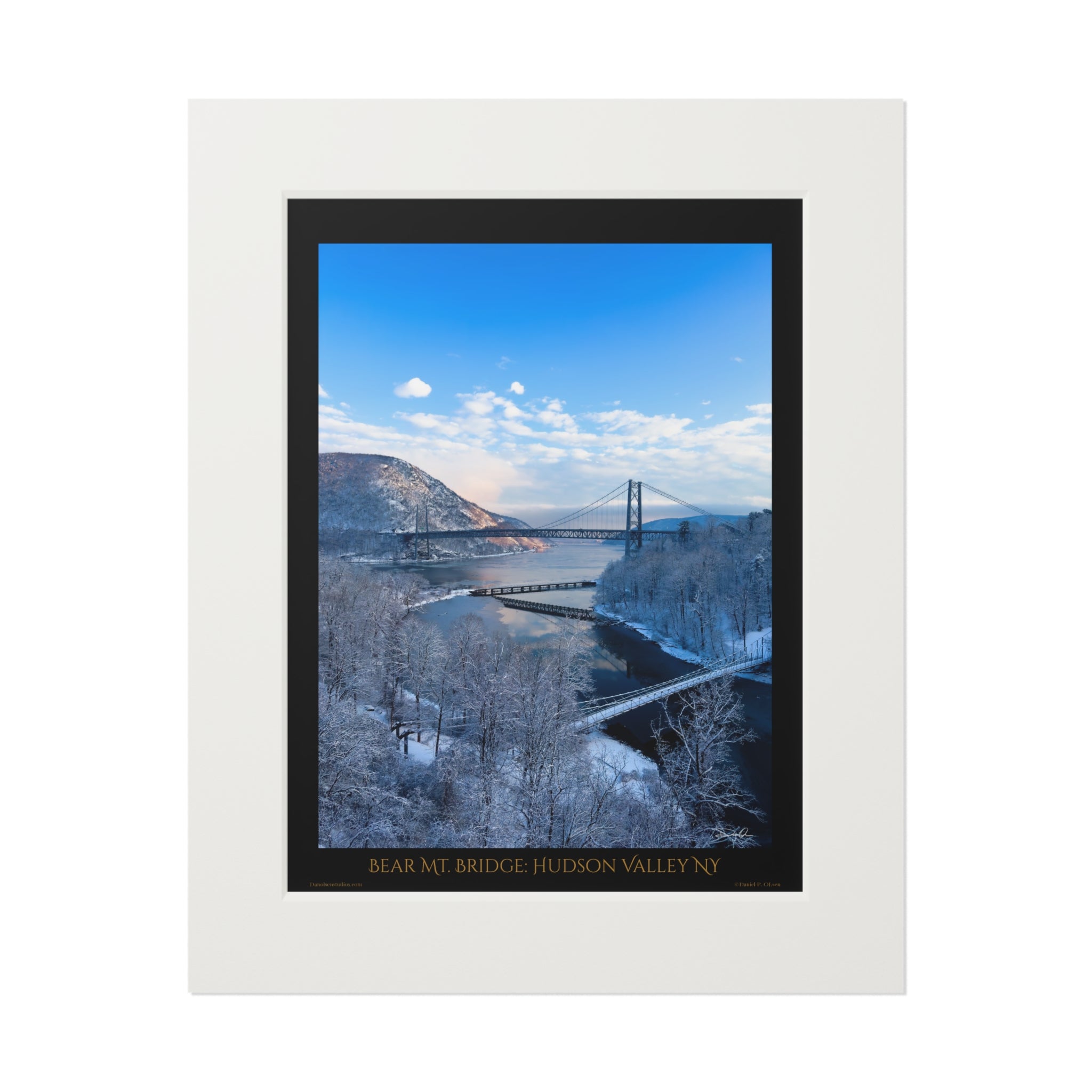 Hudson Valley Bear Mt. Bridge in Winter Fine Art Print / Poster Style
