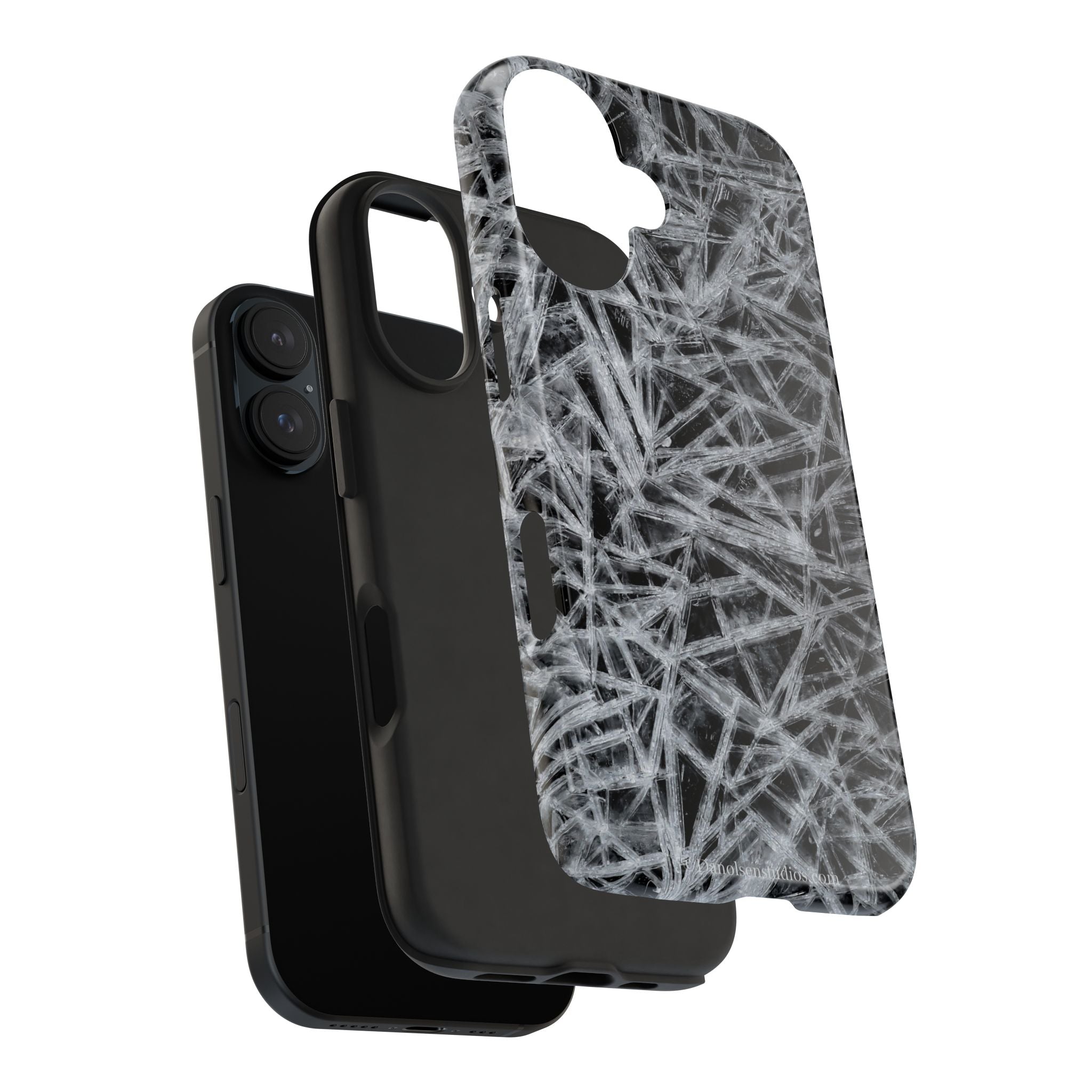 Impact-Resistant Phone Case — Black & White Ice Shockproof Cover
