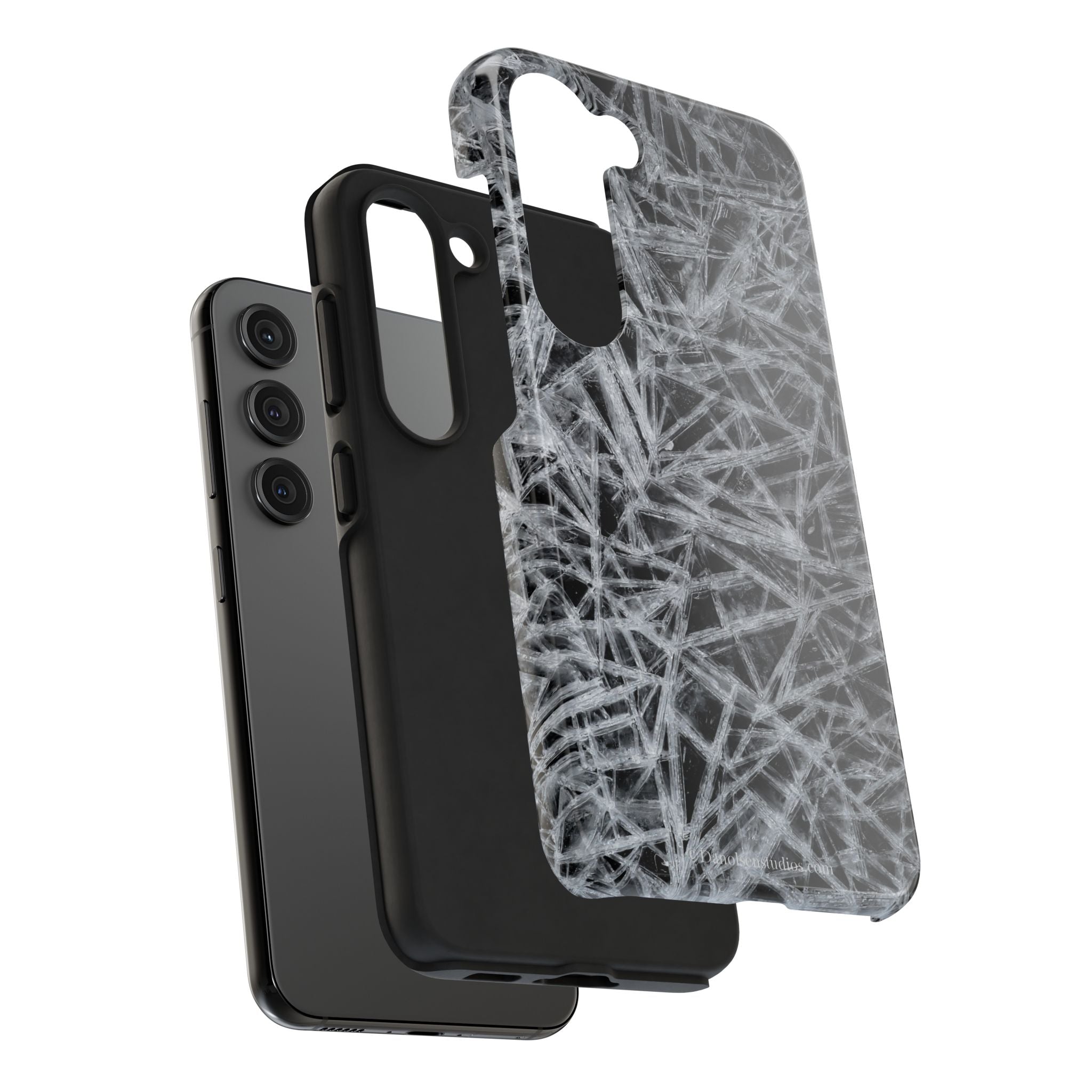 Impact-Resistant Phone Case — Black & White Ice Shockproof Cover