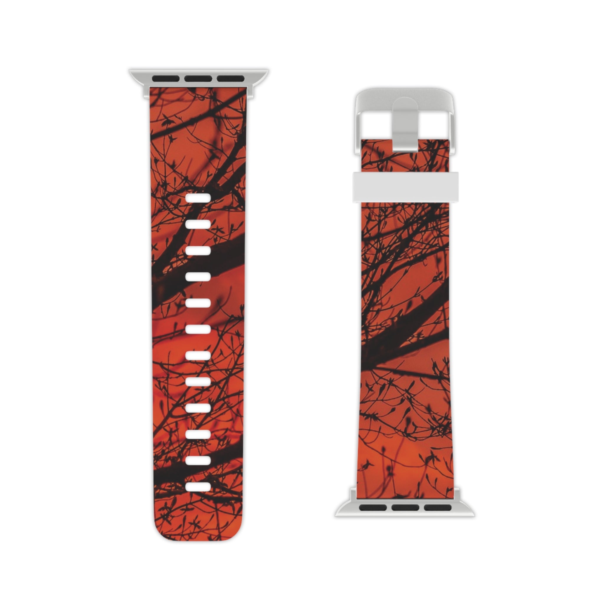Autumn Silhouette Apple Watch Band — Red Fall Tree Pattern