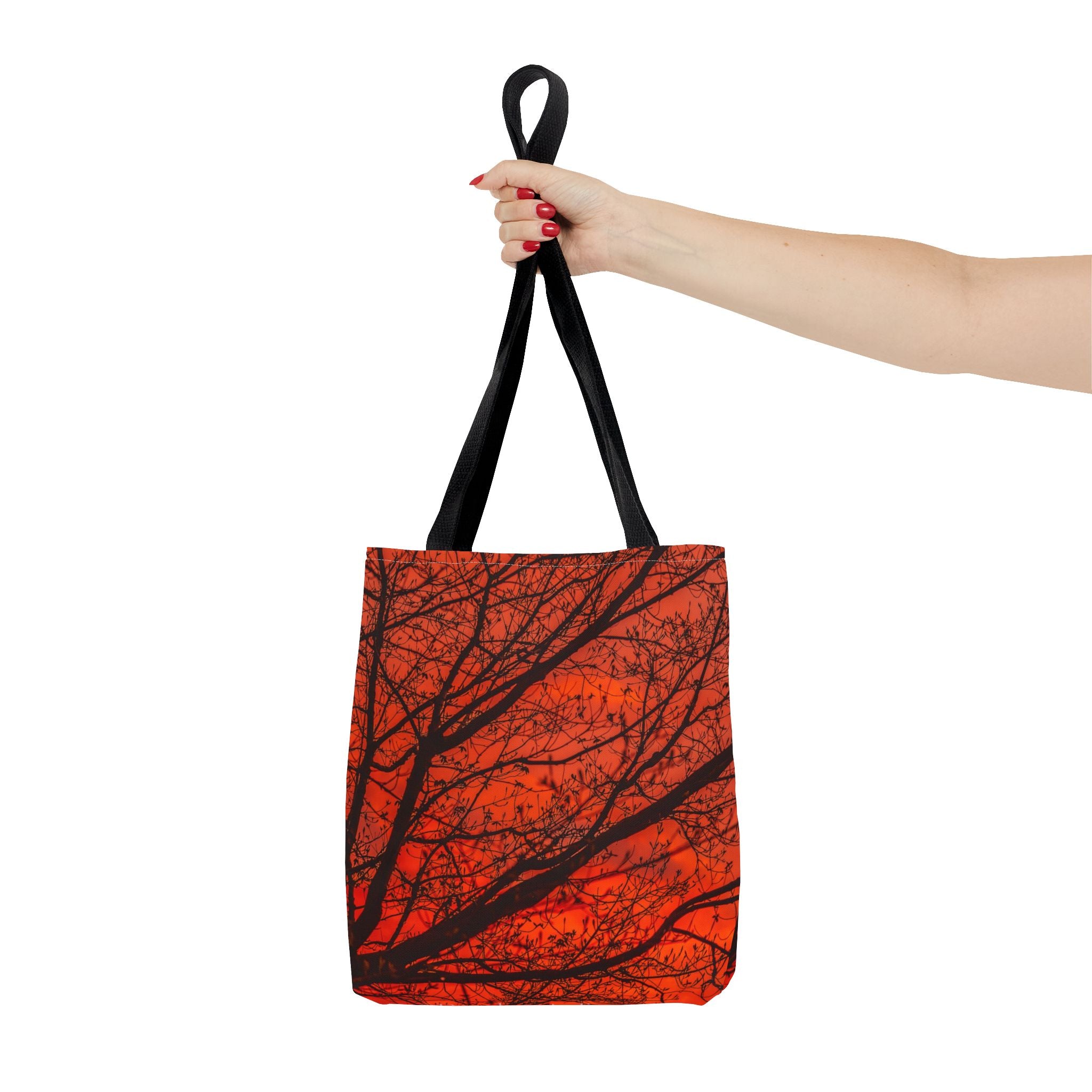 Autumn Sunset Tree Tote Bag — Vibrant Orange Fall AOP Tote