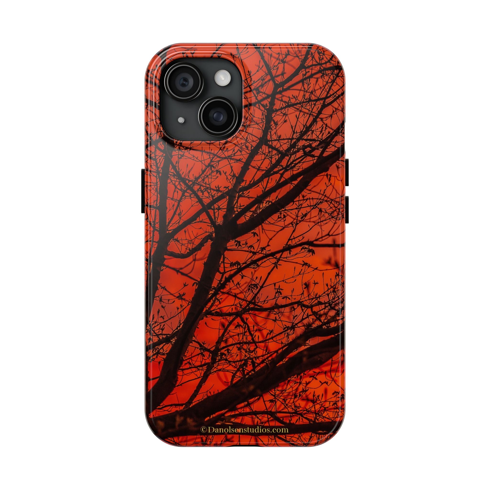 Tree Silhouette Tough Phone Case — Red Sunset Protective Phone Cover