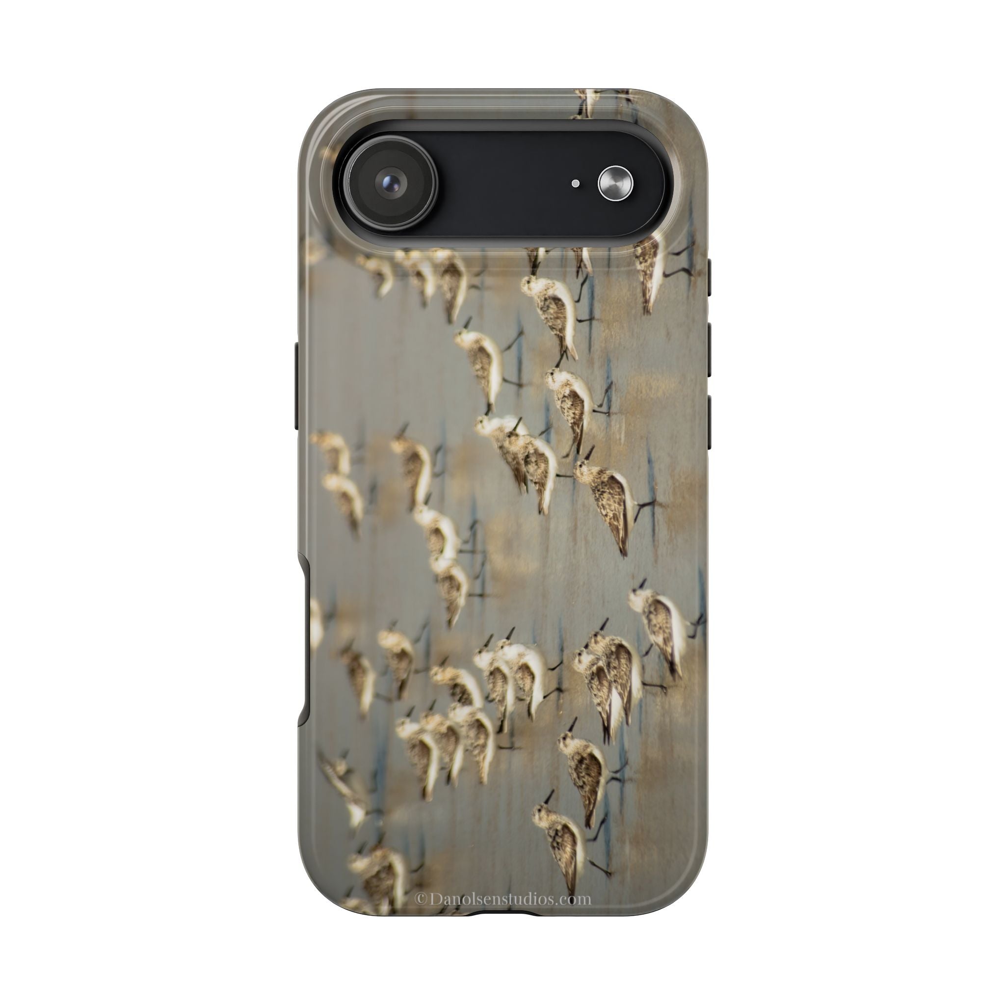 Shorebird Flock Tough Phone Case — Rustic Coastal Bird Photography Protective Cover Sanpipers