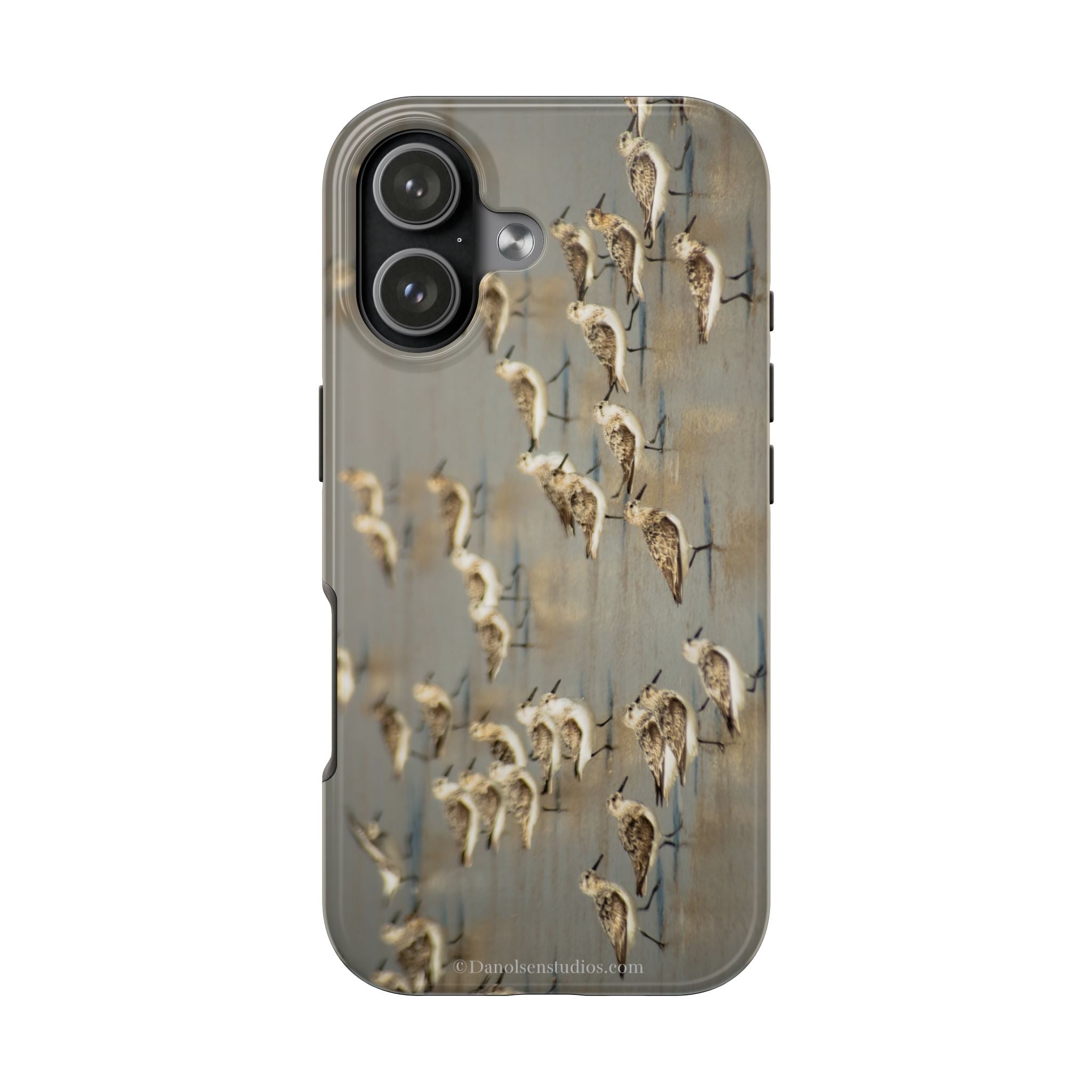 Shorebird Flock Tough Phone Case — Rustic Coastal Bird Photography Protective Cover Sanpipers