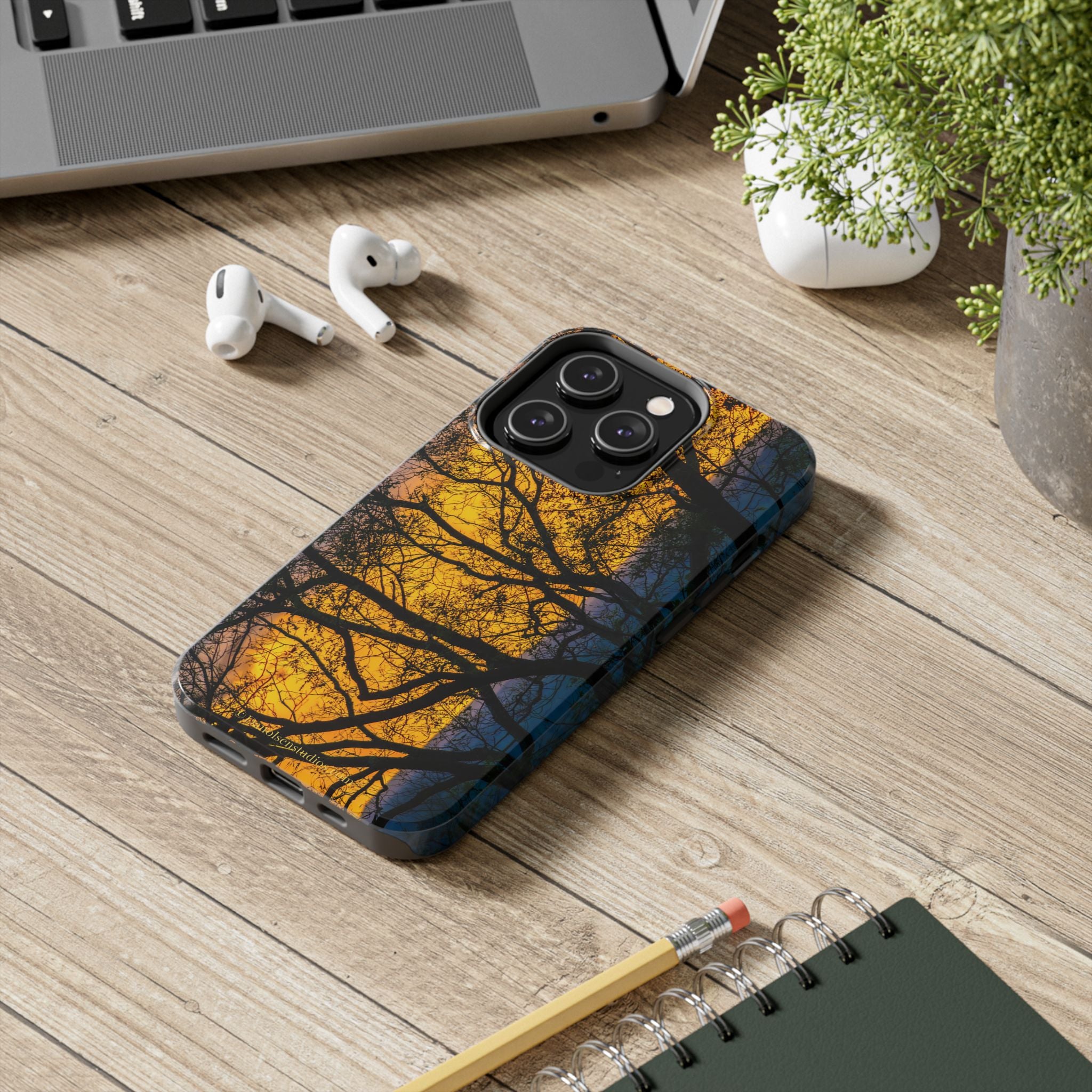 Tough Phone Case — Sunset Silhouette Tree Design