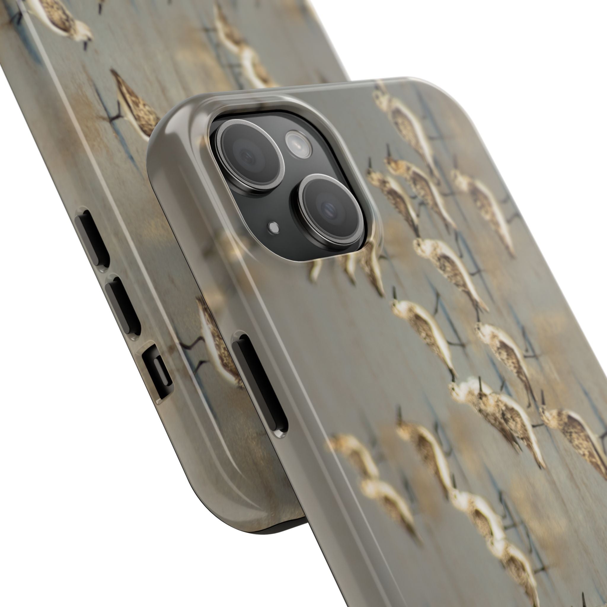 Shorebird Flock Tough Phone Case — Rustic Coastal Bird Photography Protective Cover Sanpipers