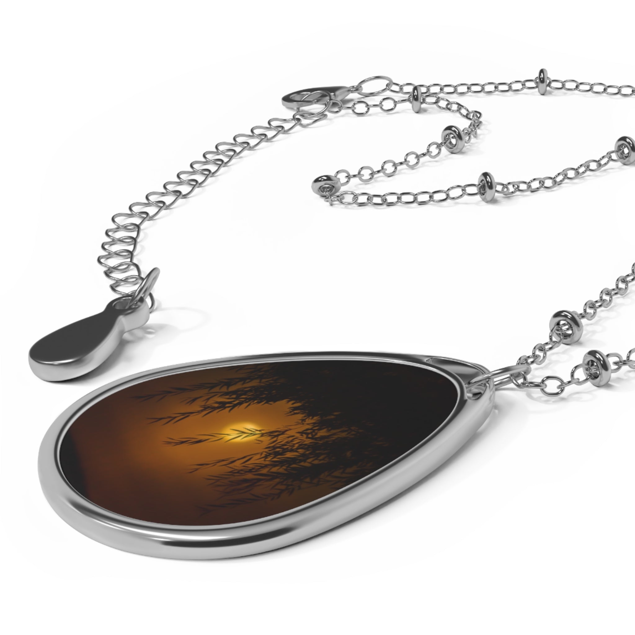 Willow Moon Oval Necklace — Twilight Moonlit Pendant
