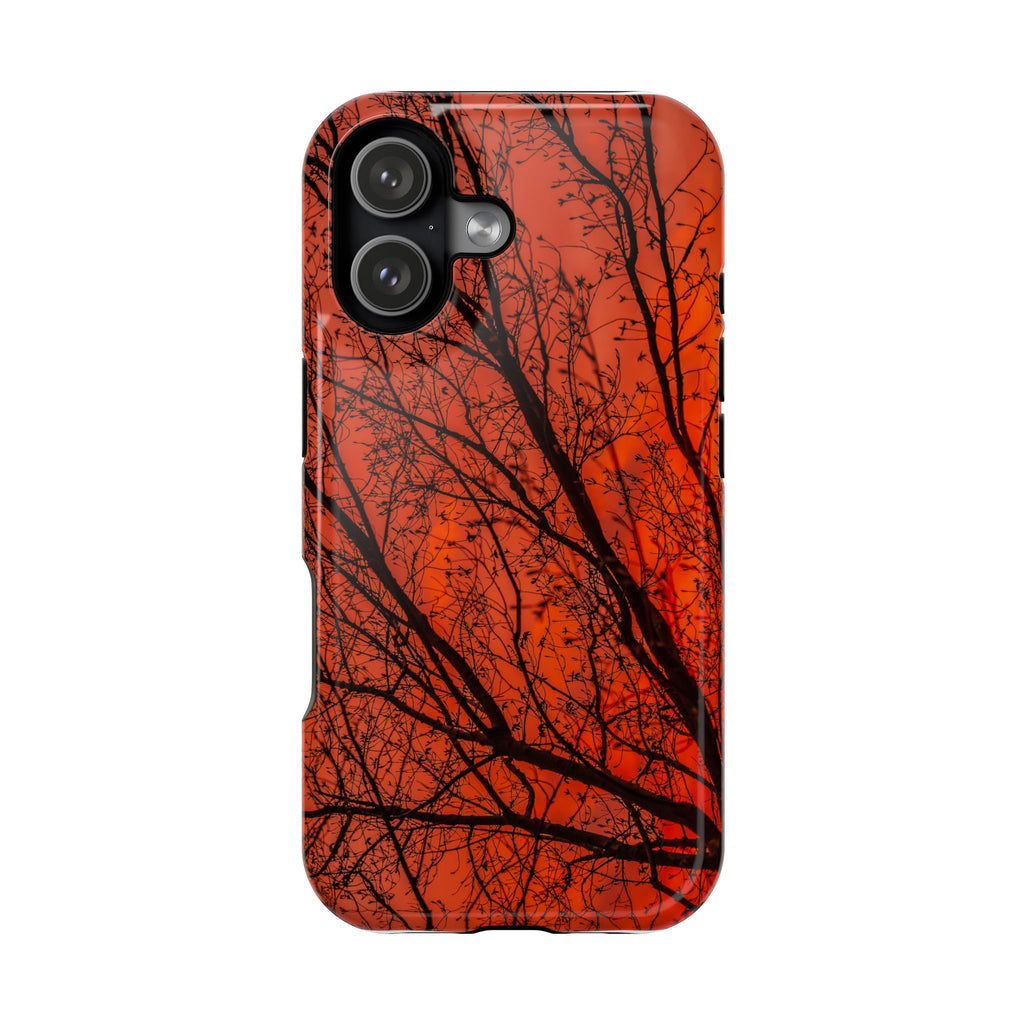 Red Tree Silhouette Magnetic Impact-Resistant Phone Case