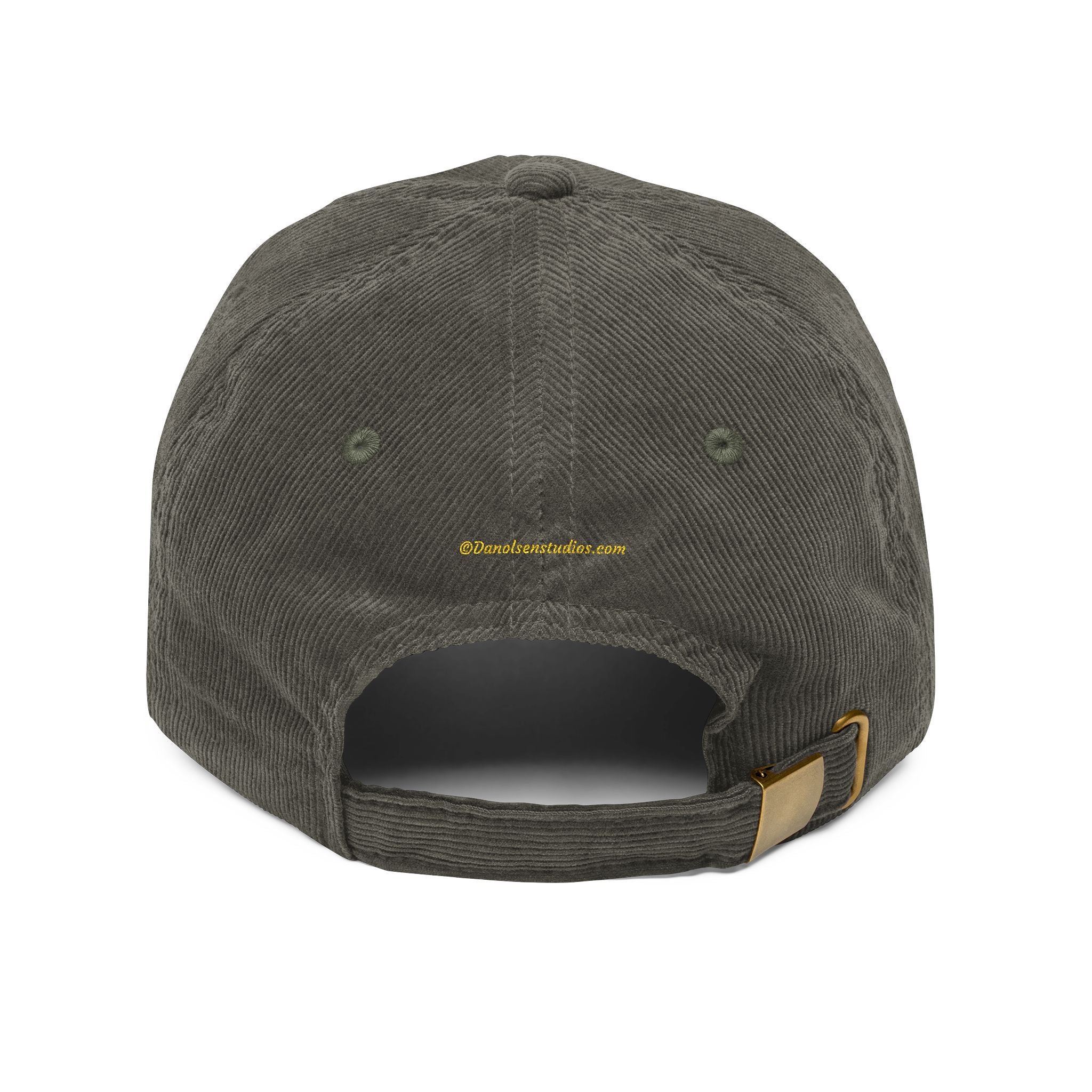 Corduroy Embroidered Cap — Retro Golden Patch Design