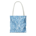 Blue Frosted Branch Tote Bag — Winter Snow Tree Pattern All-Over Print Tote