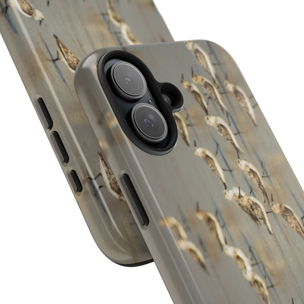 Shorebird Flock Tough Phone Case — Rustic Coastal Bird Photography Protective Cover Sanpipers