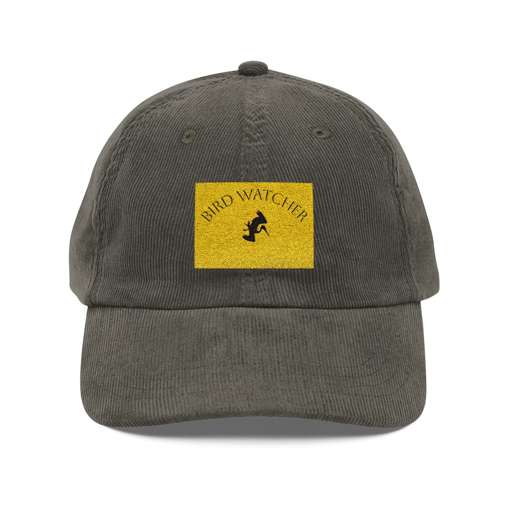 Corduroy Embroidered Cap — Retro Golden Patch Design