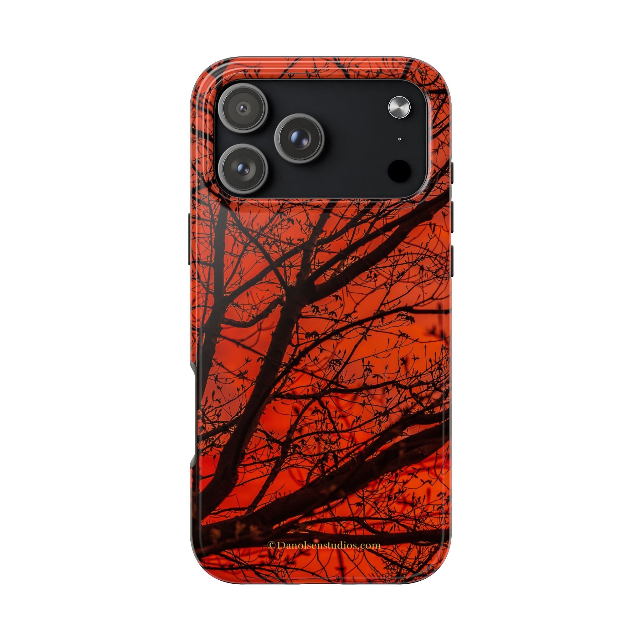 Tree Silhouette Tough Phone Case — Red Sunset Protective Phone Cover