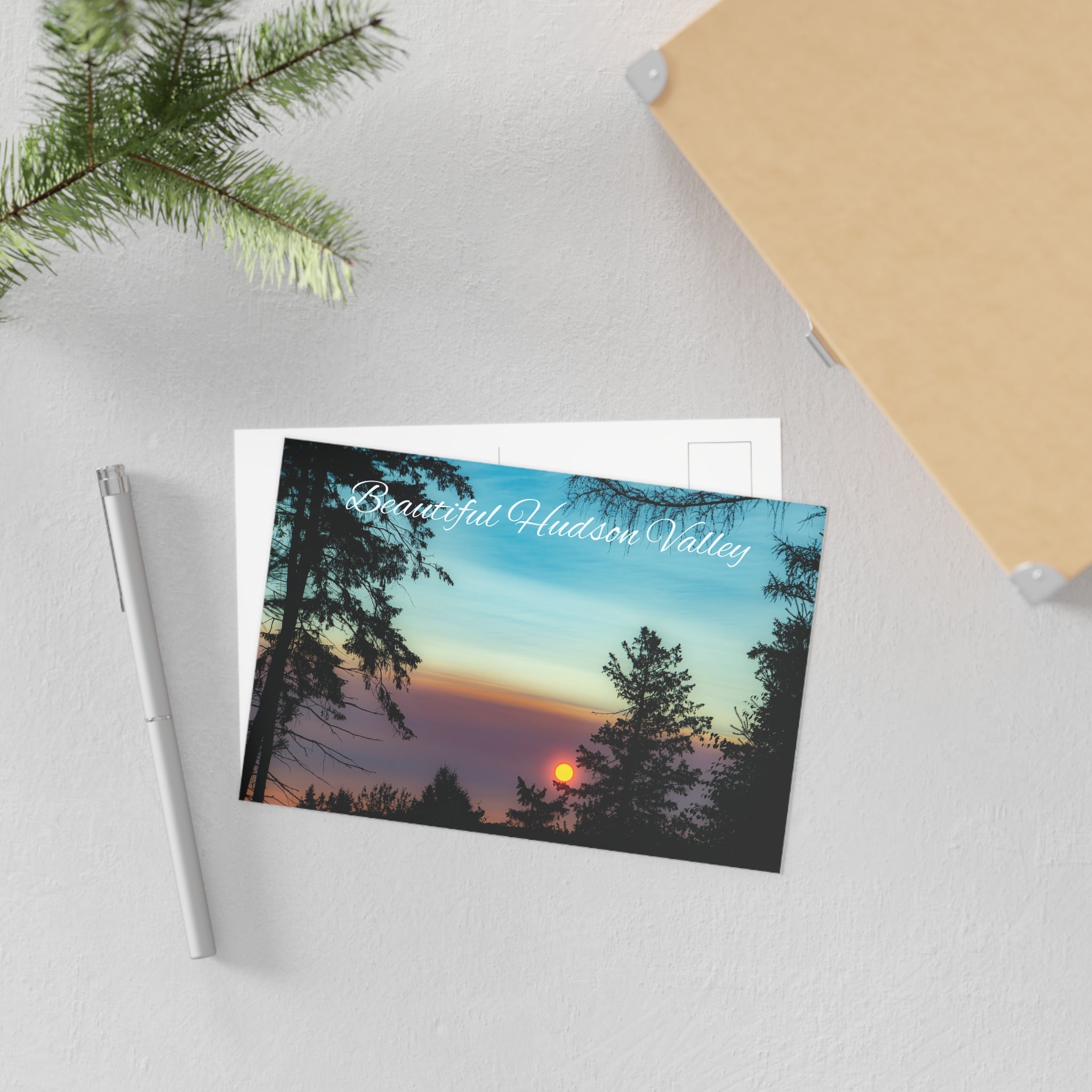 Beautiful Hudson Valley Fine Art Postcard - Scenic Sunset Postcard