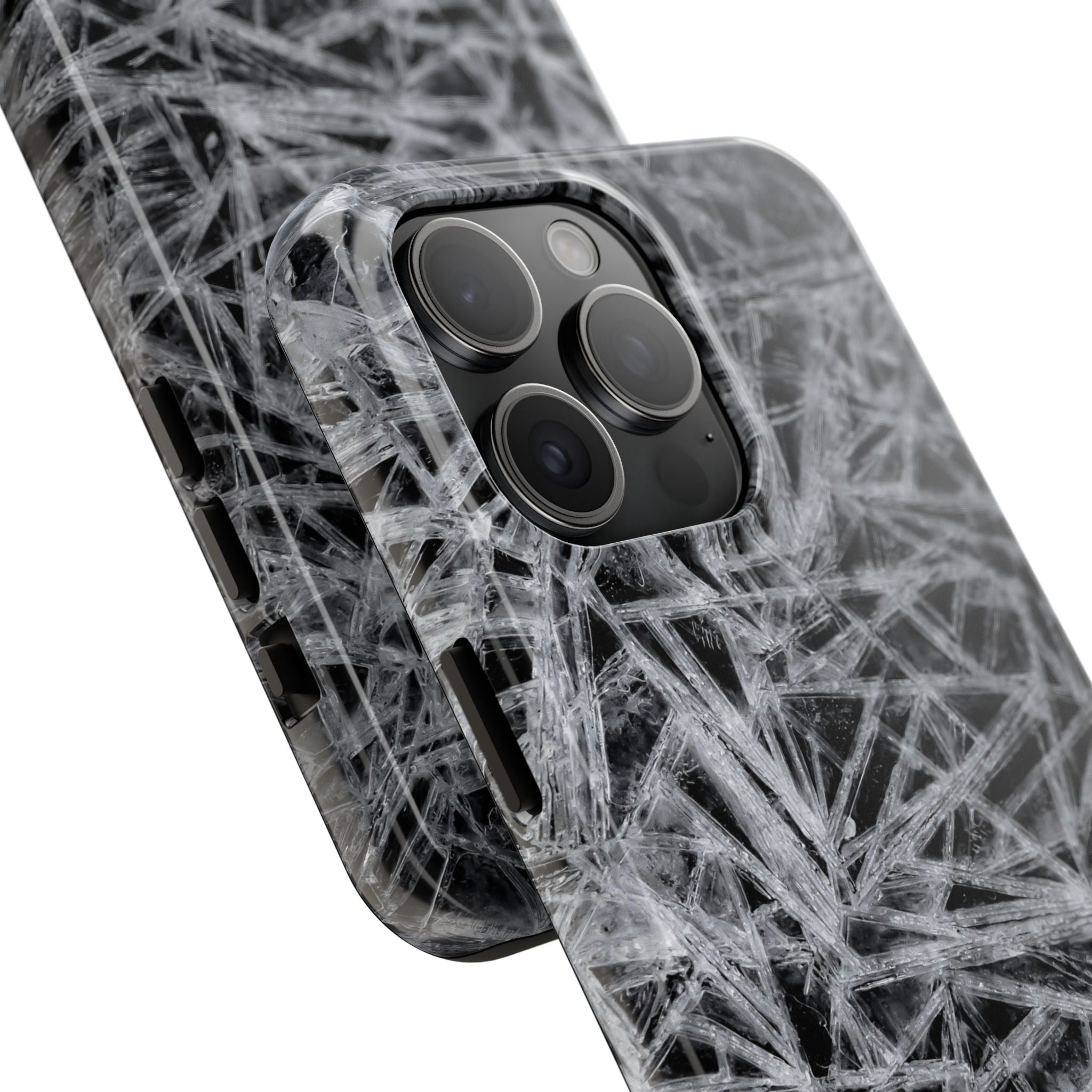 Impact-Resistant Phone Case — Black & White Ice Shockproof Cover