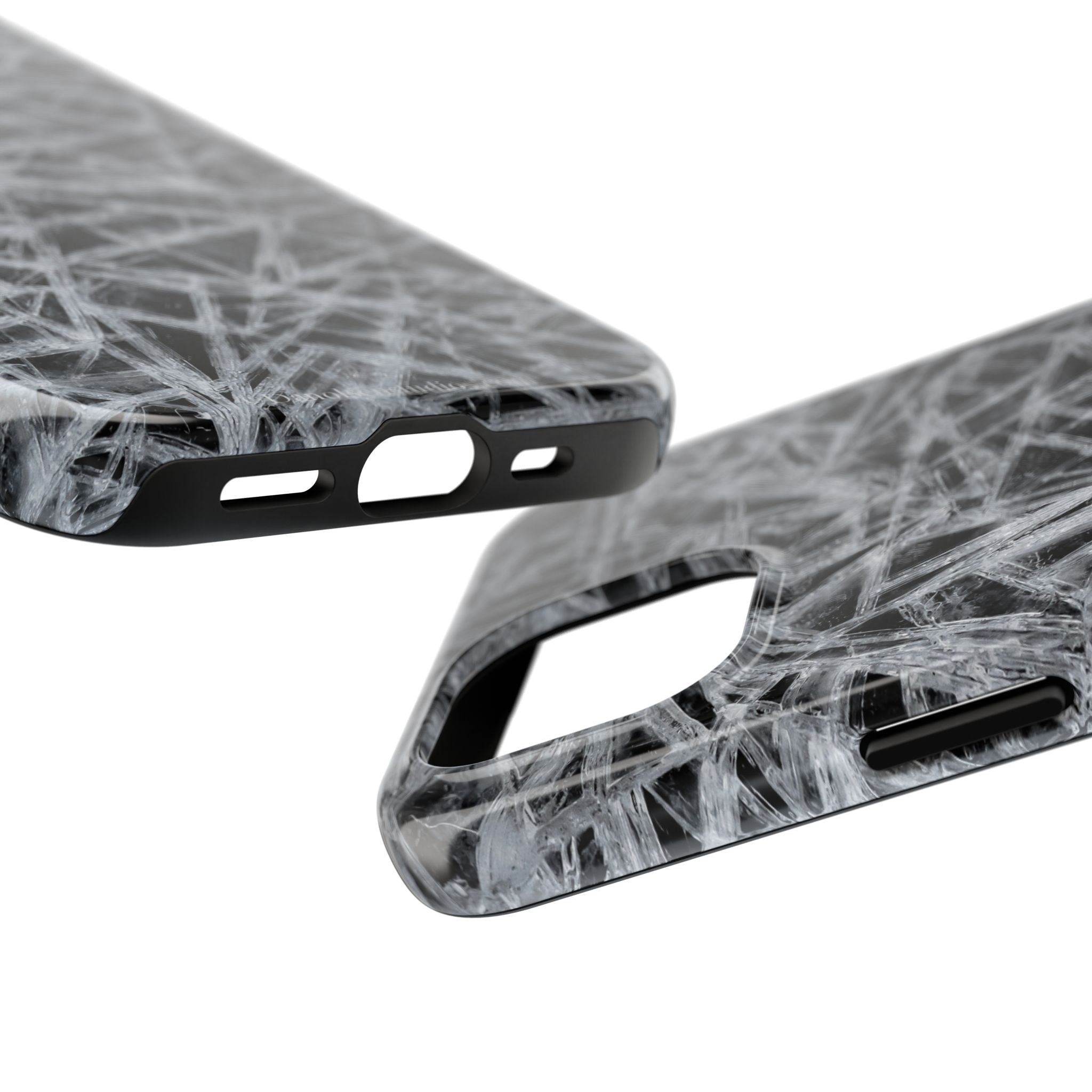 Impact-Resistant Phone Case — Black & White Ice Shockproof Cover
