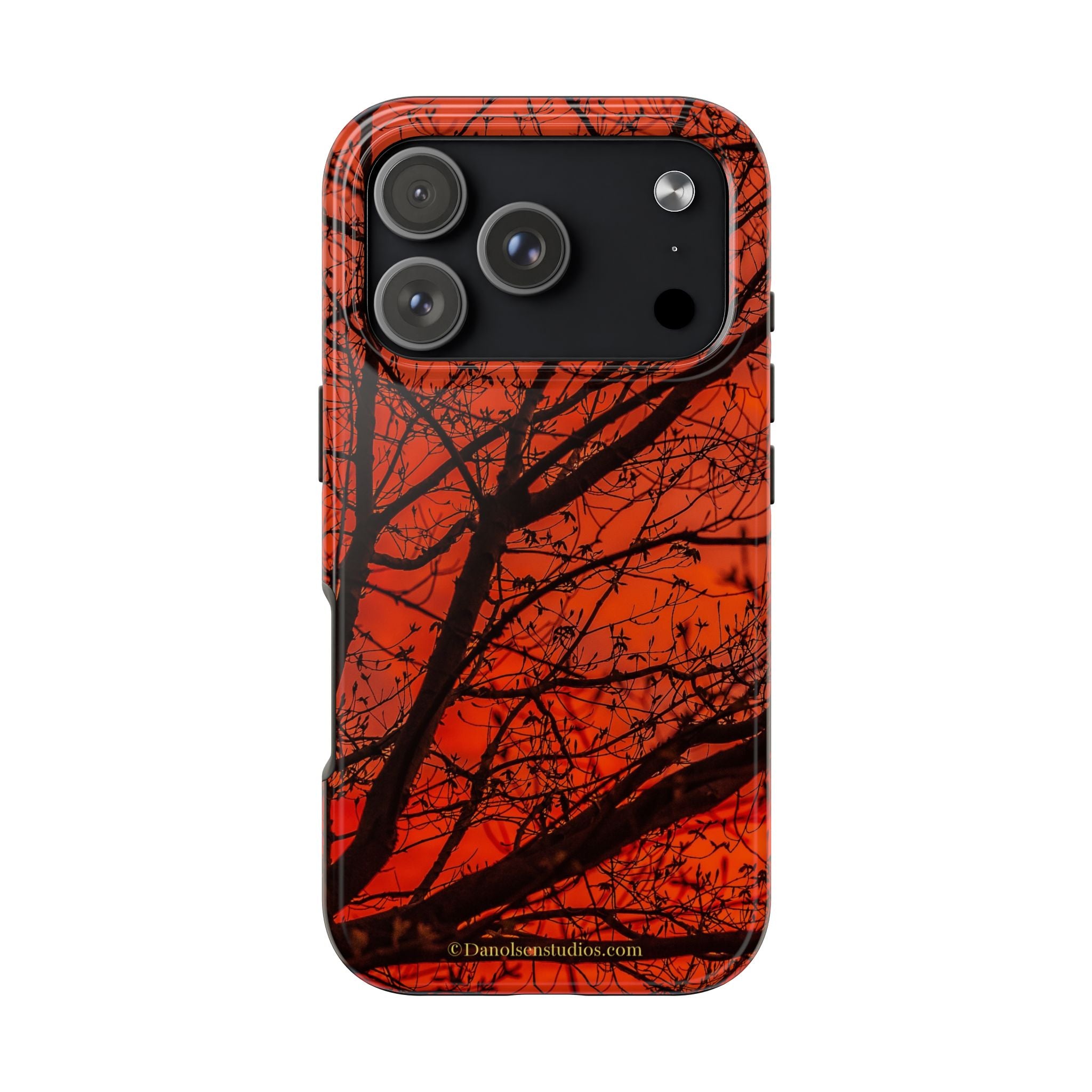 Tree Silhouette Tough Phone Case — Red Sunset Protective Phone Cover