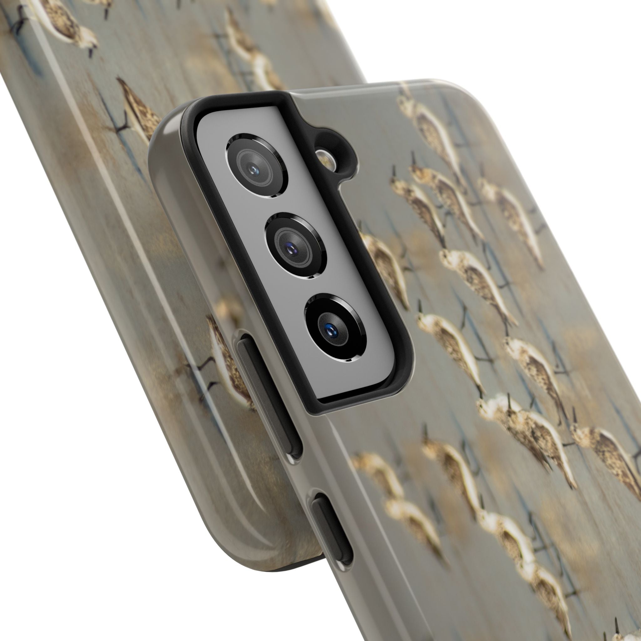 Shorebird Flock Tough Phone Case — Rustic Coastal Bird Photography Protective Cover Sanpipers