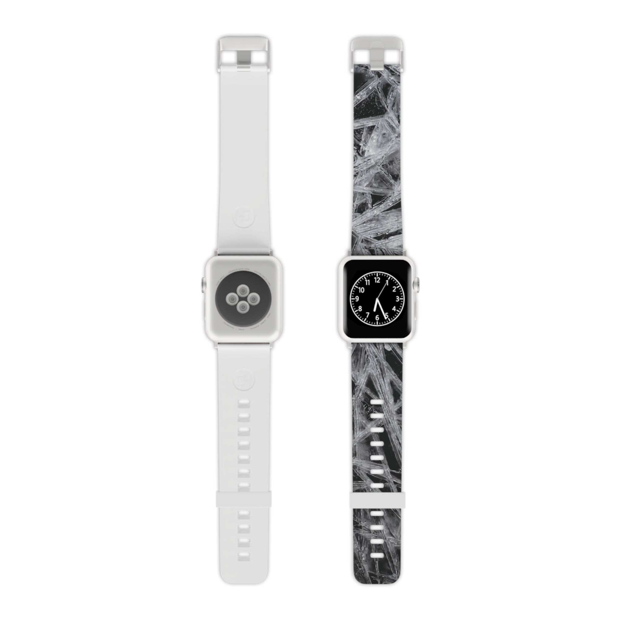 Monochrome Frost Ice Texture Apple Watch Band — Black & White Abstract Strap