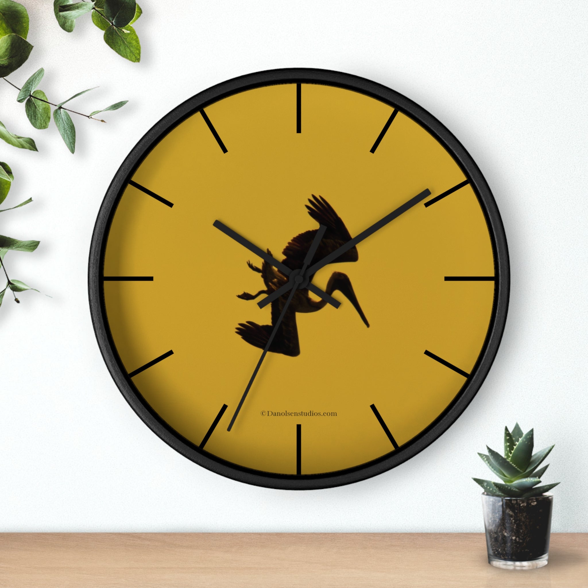 Brown Pelican Sunset Wall Clock — Diving Pelican Coastal Clock