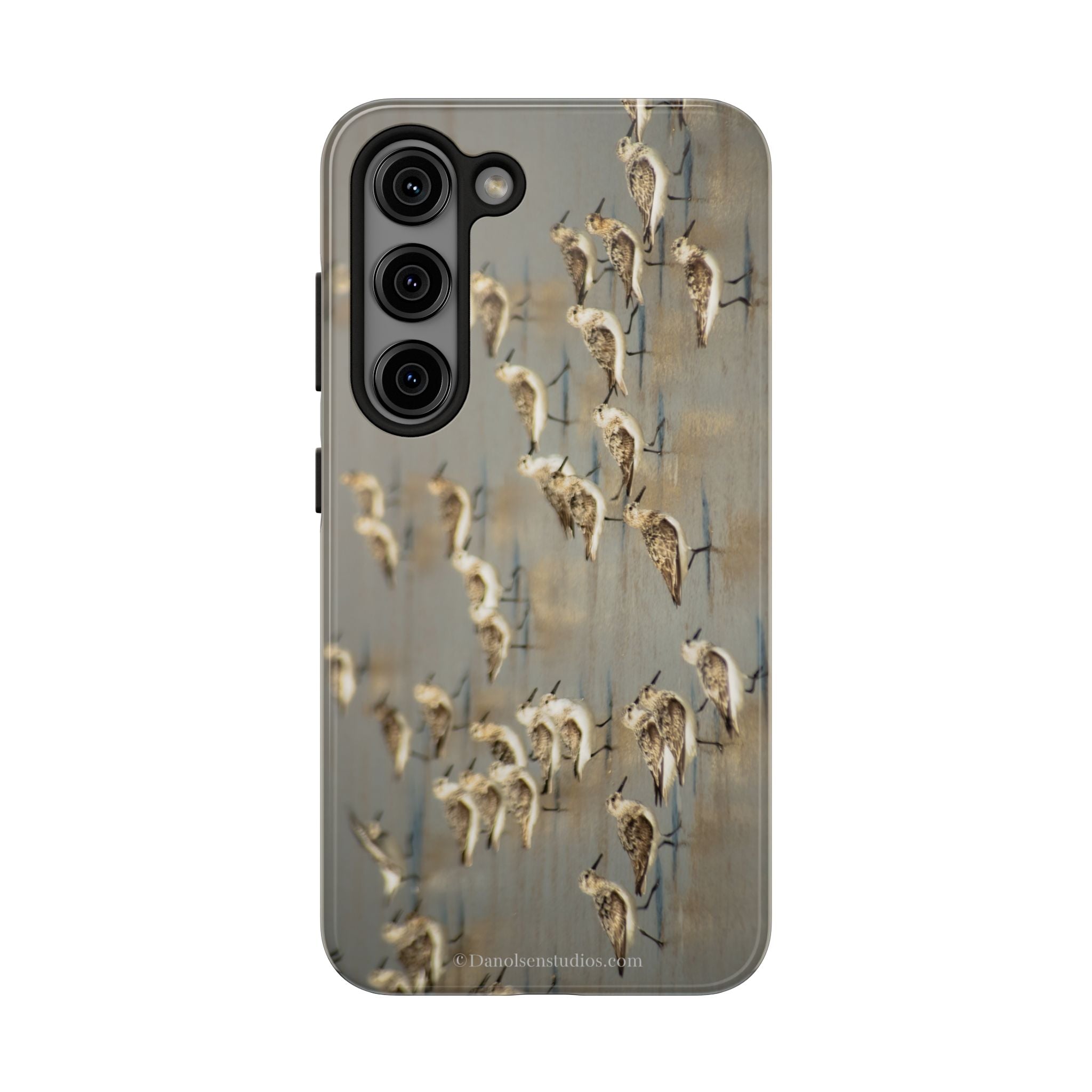 Shorebird Flock Tough Phone Case — Rustic Coastal Bird Photography Protective Cover Sanpipers