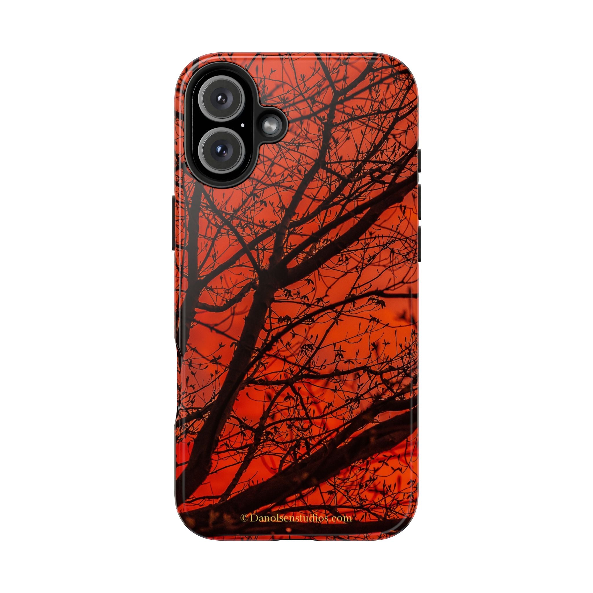 Tree Silhouette Tough Phone Case — Red Sunset Protective Phone Cover