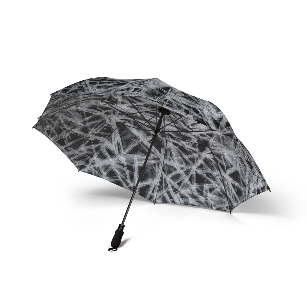 Compact Foldable Umbrella — Monochrome Abstract Ice Pattern