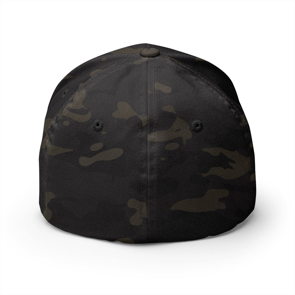 Embroidered Black Pelican Cap — Structured Closed-Back Baseball Hat dark camo with Black Pelican silhouette
