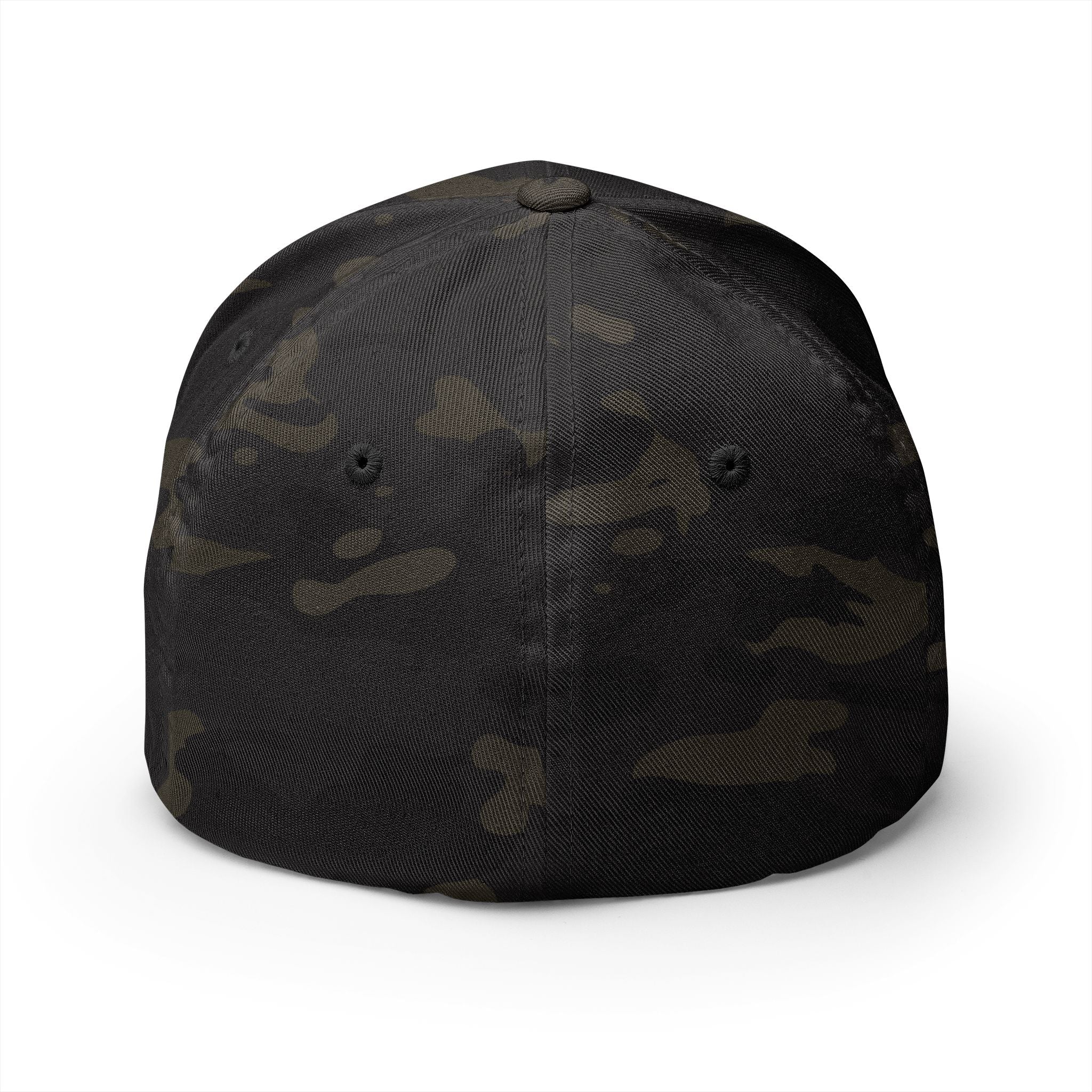 Embroidered Black Pelican Cap — Structured Closed-Back Baseball Hat dark camo with Black Pelican silhouette