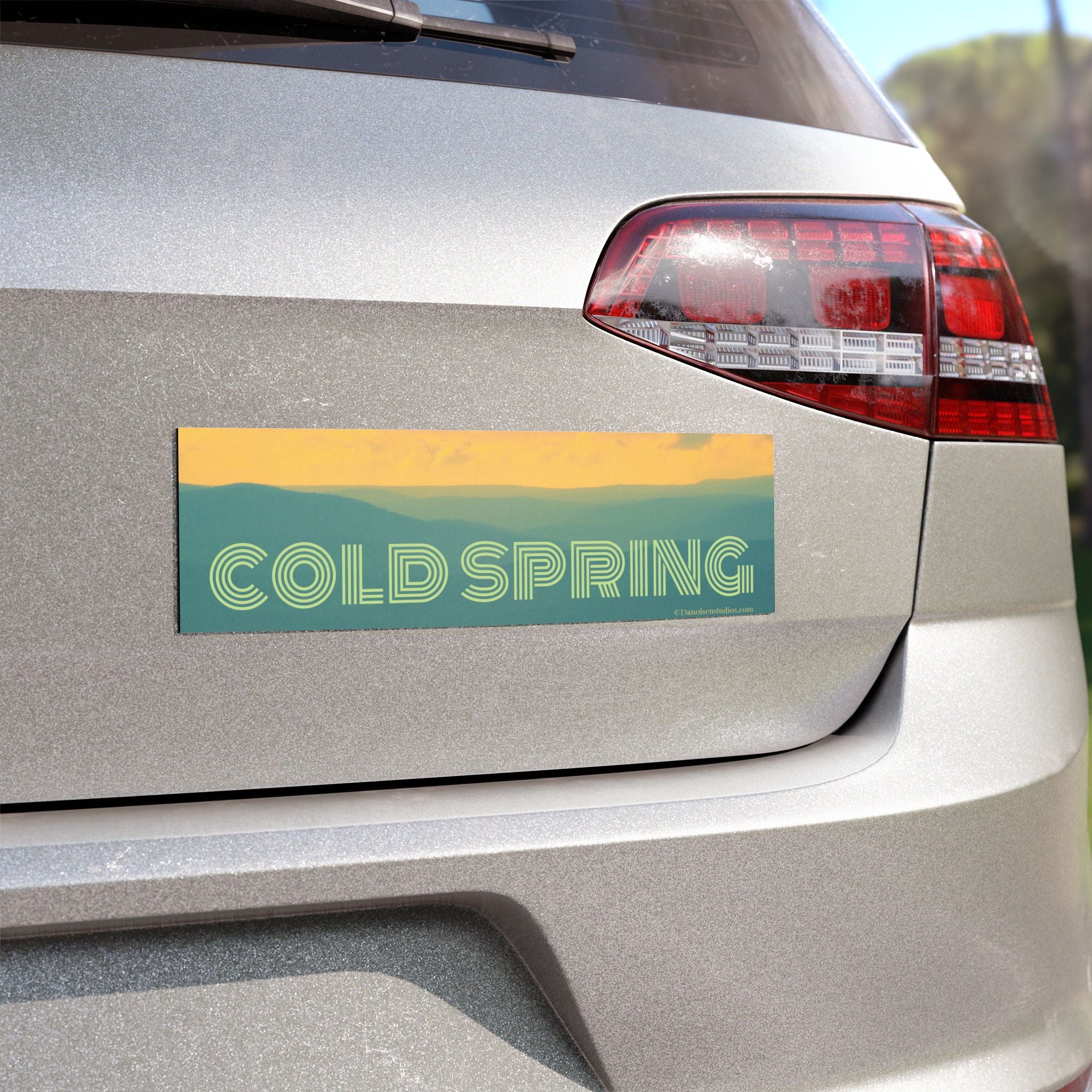 Cold Spring Scenic Car Magnet — Retro Mountain Town Bumper Magnet