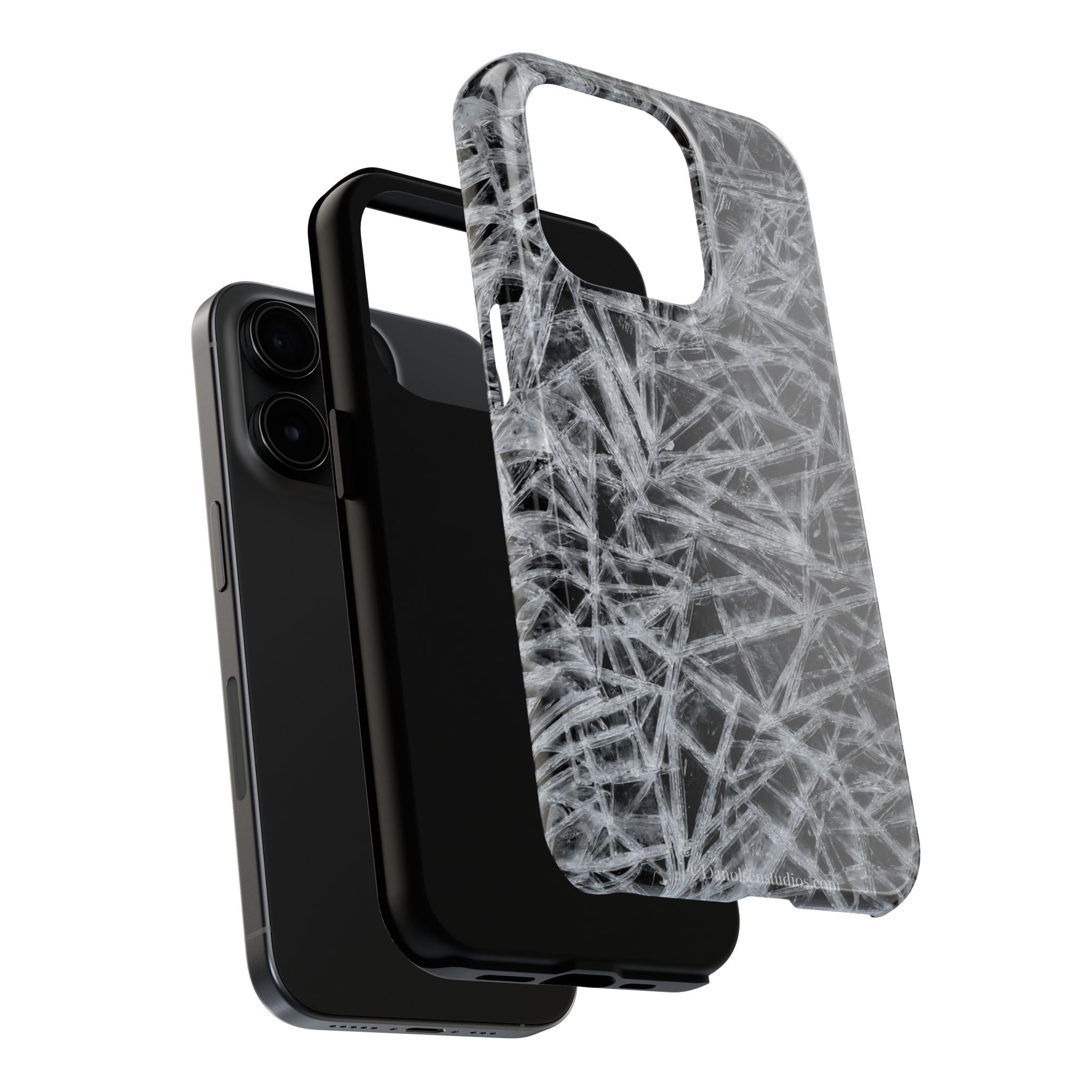 Impact-Resistant Phone Case — Black & White Ice Shockproof Cover
