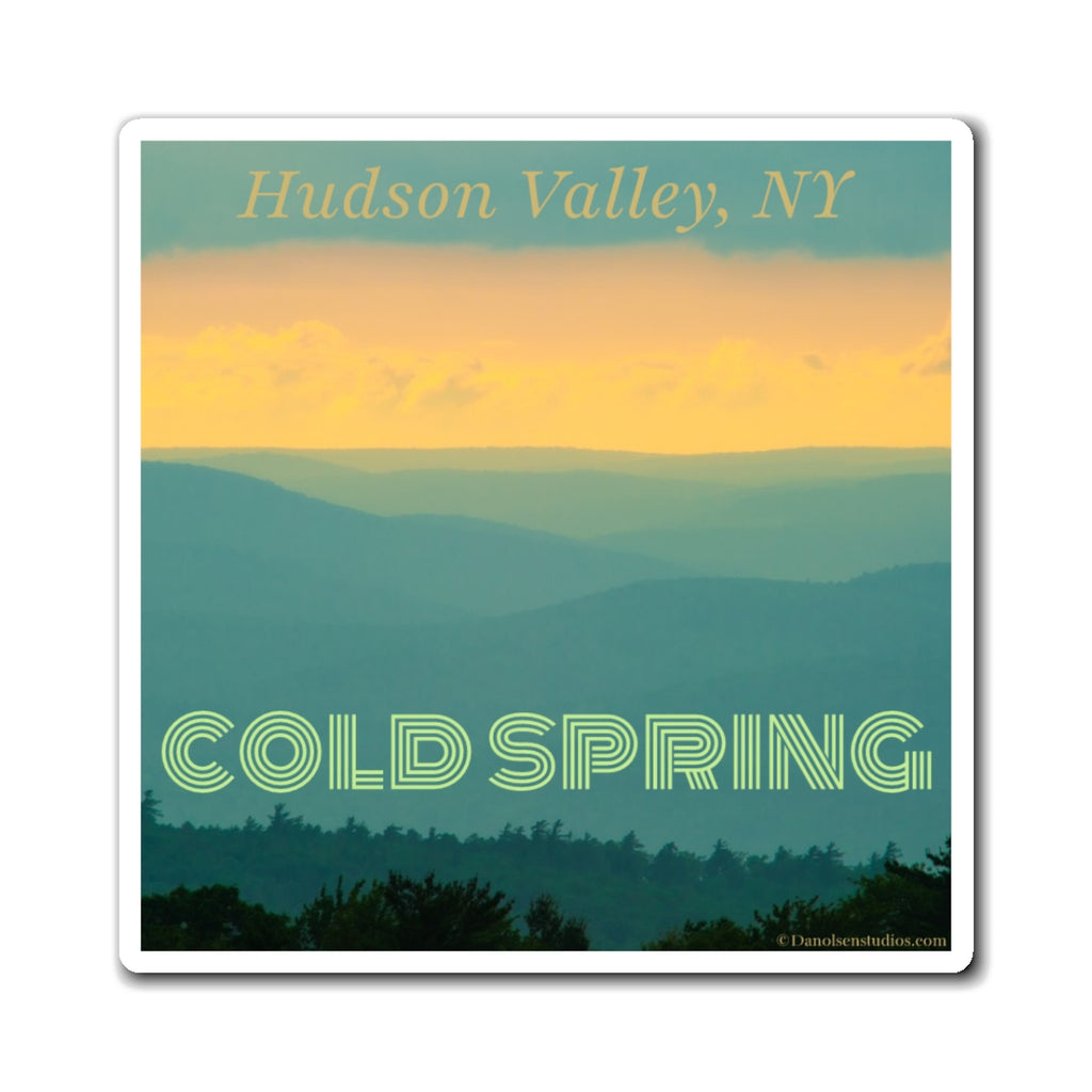 Coldspring, Hudson Valley NY Scenic Magnet — Retro Mountain Landscape Souvenir