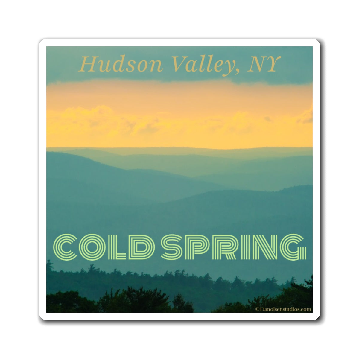 Coldspring, Hudson Valley NY Scenic Magnet — Retro Mountain Landscape Souvenir