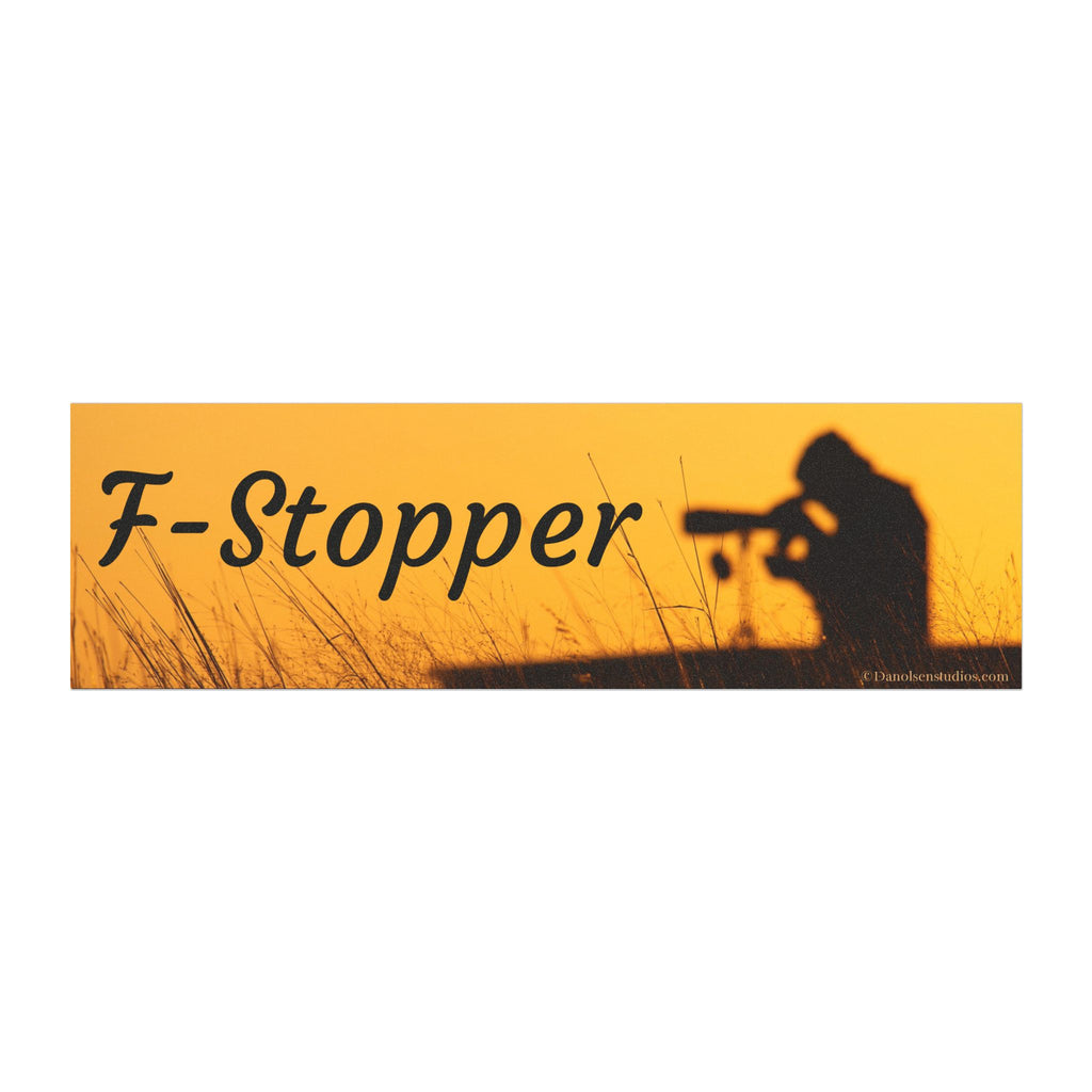 F-Stopper Photographer Car Magnet — Sunset Silhouette Camera Decal