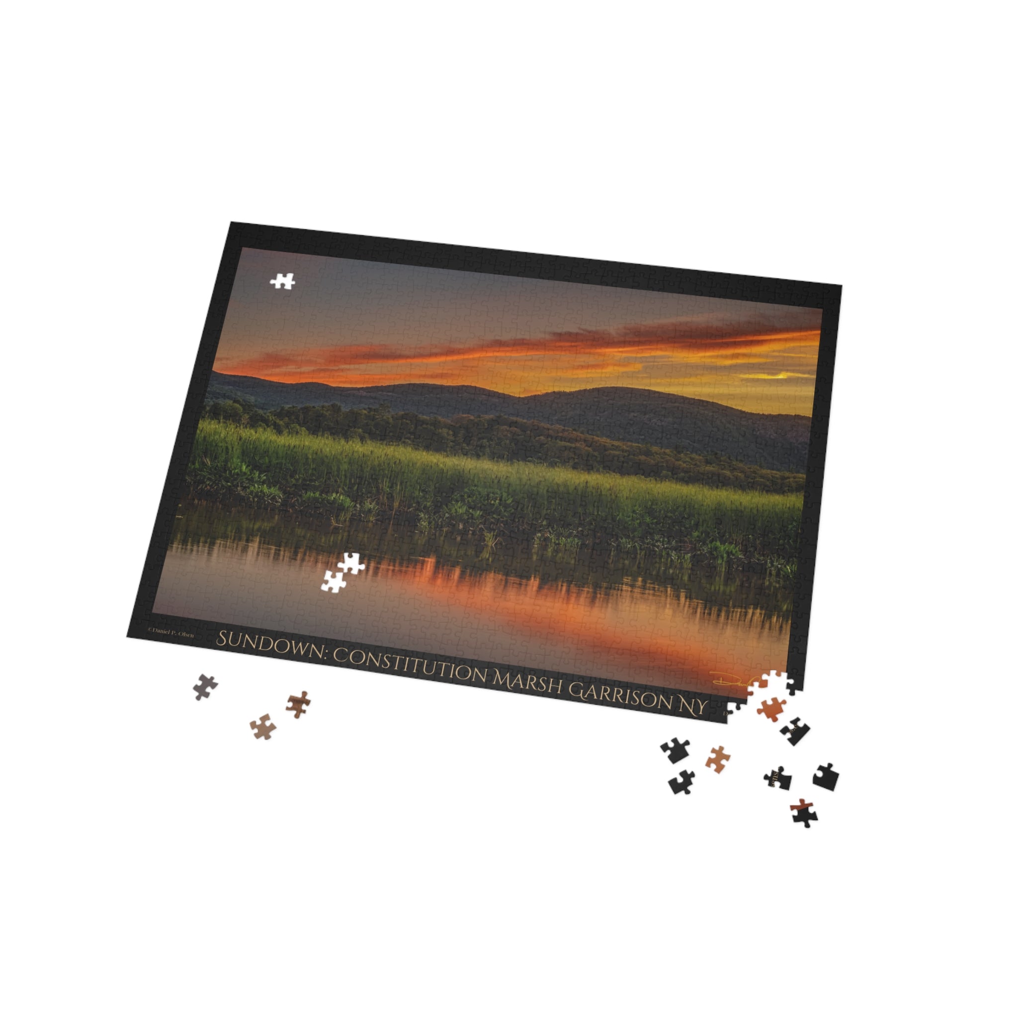 Sunset Mountain River Puzzle — Scenic Nature Jigsaw (1000pc) Sundown Hudson Valley