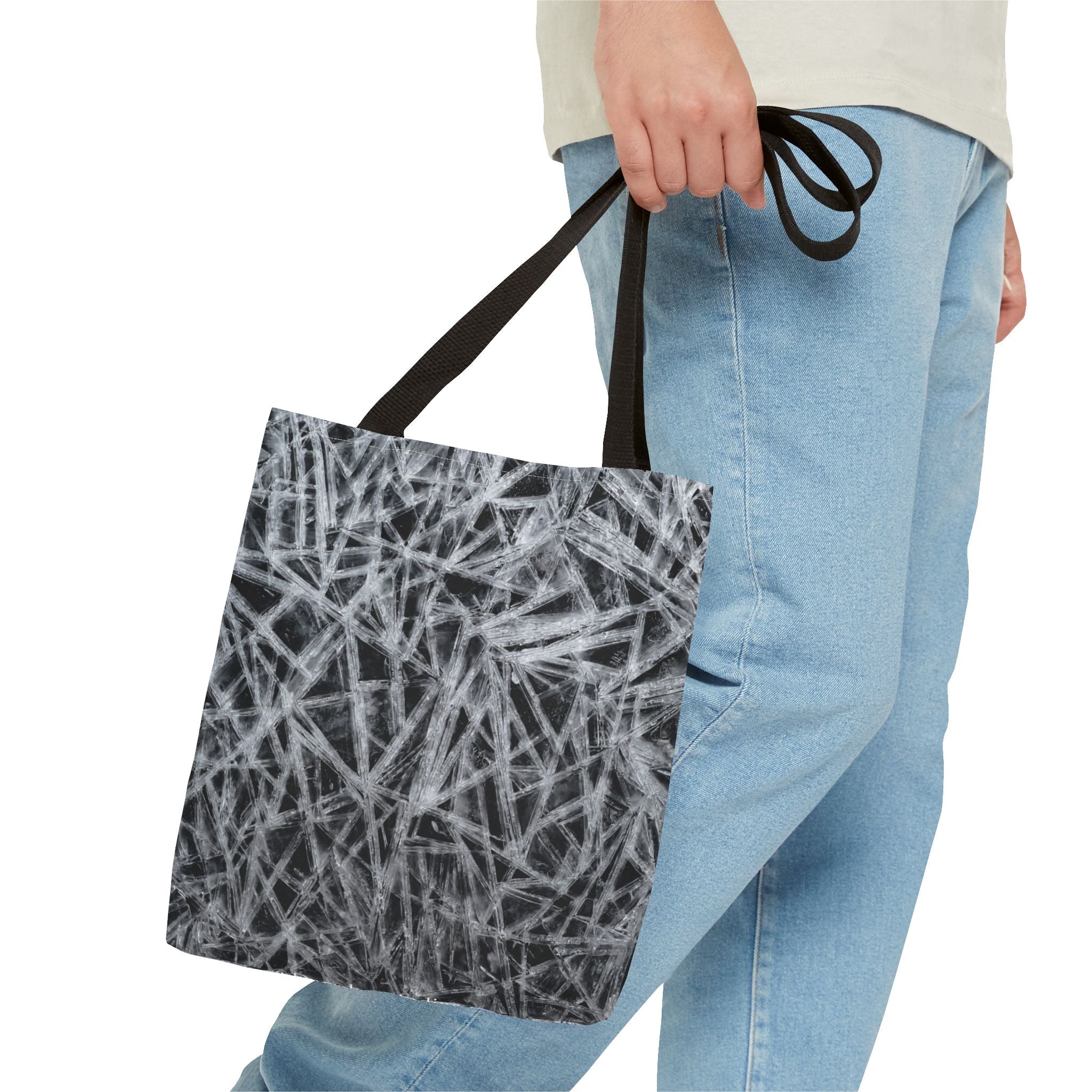 Ice Pattern Tote Bag — Black & White All-Over-Print Tote