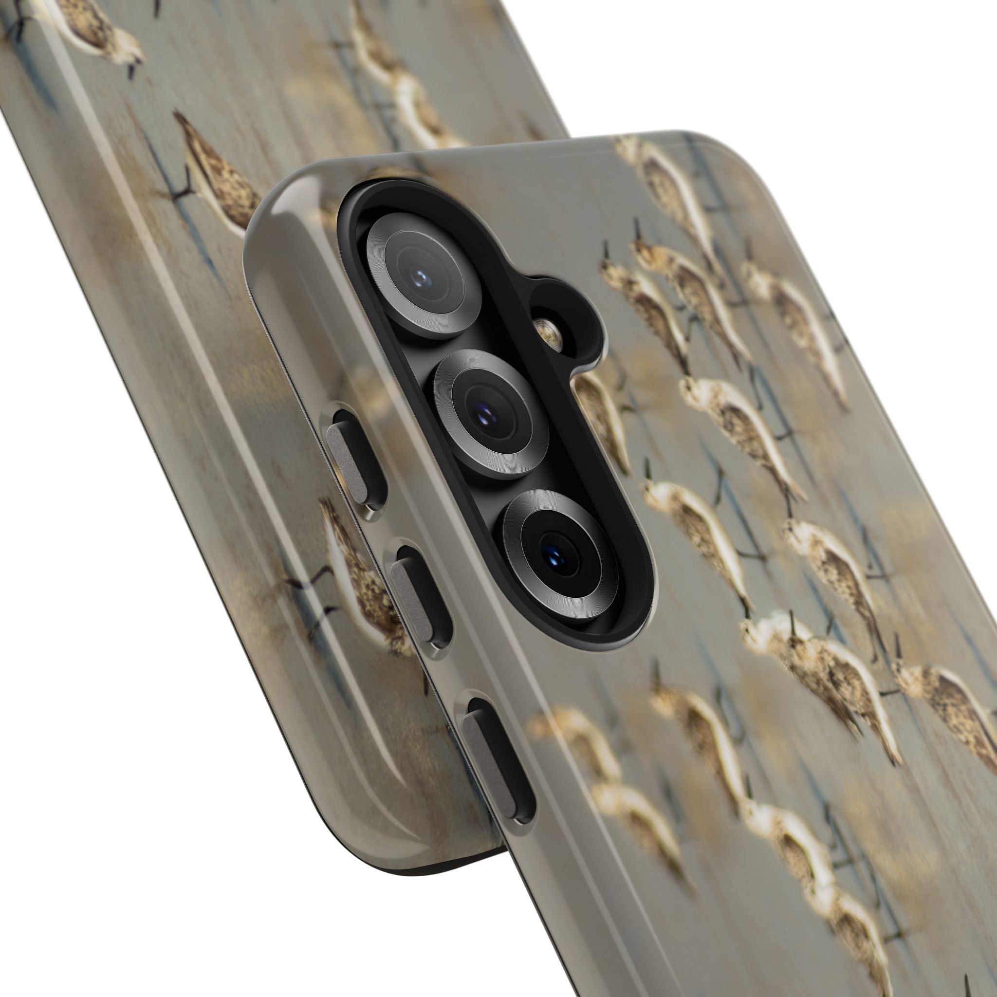 Shorebird Flock Tough Phone Case — Rustic Coastal Bird Photography Protective Cover Sanpipers