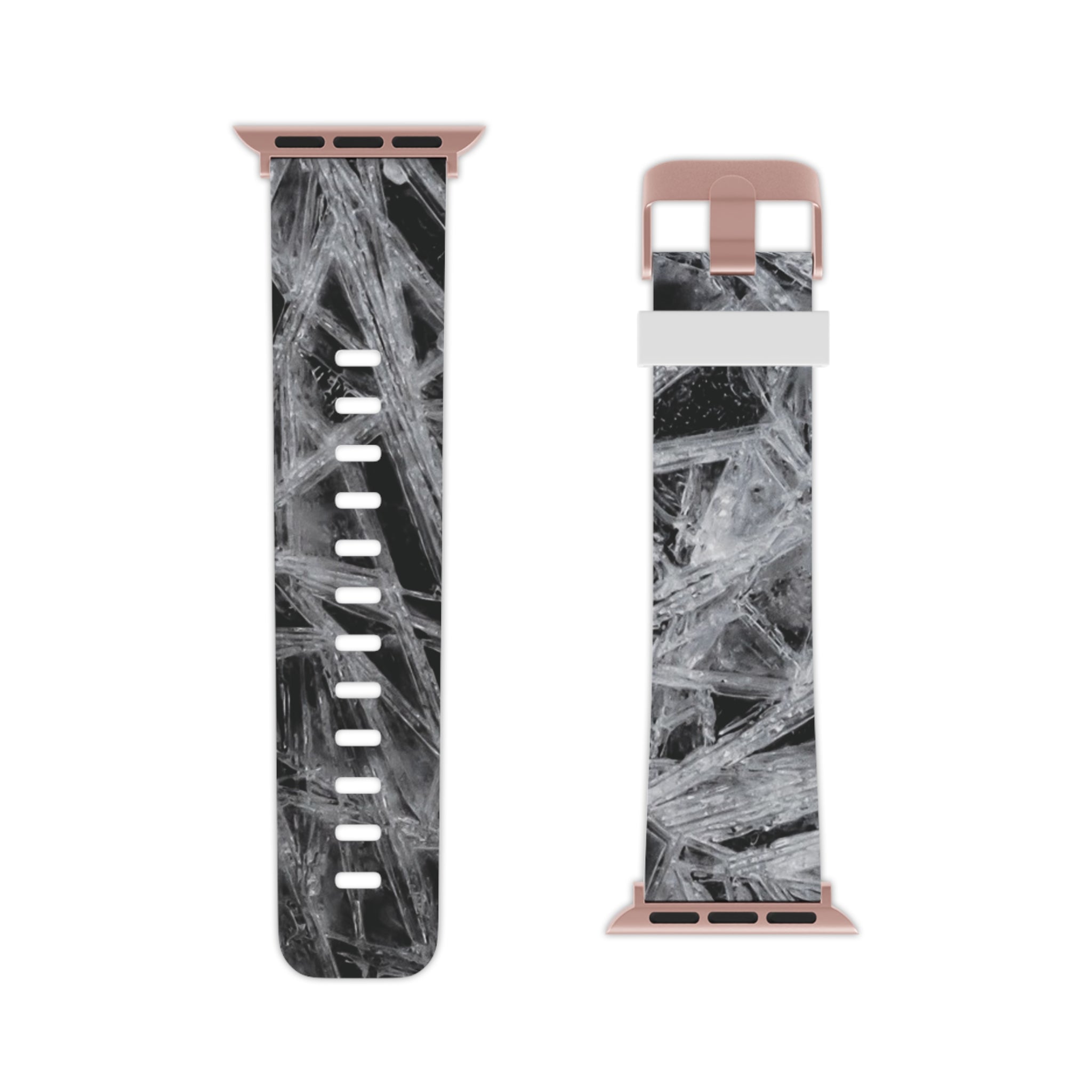 Monochrome Frost Ice Texture Apple Watch Band — Black & White Abstract Strap