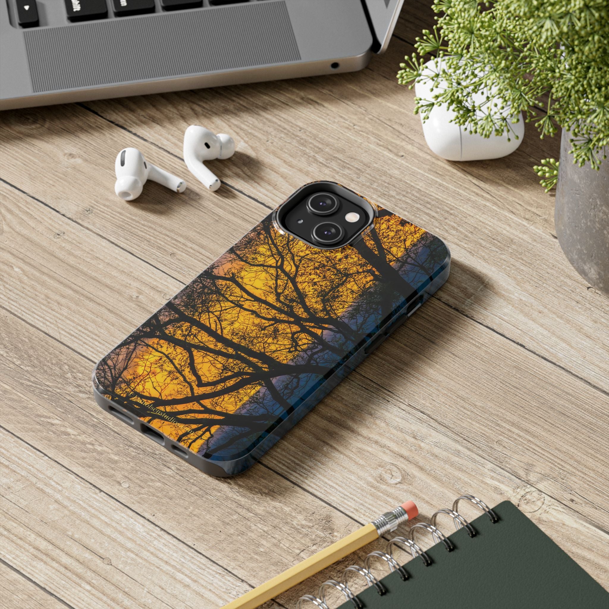 Tough Phone Case — Sunset Silhouette Tree Design