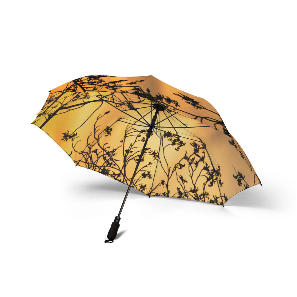 Sunset Silhouette Foldable Umbrella — Semi-Automatic Compact Rain & Sun Parasol